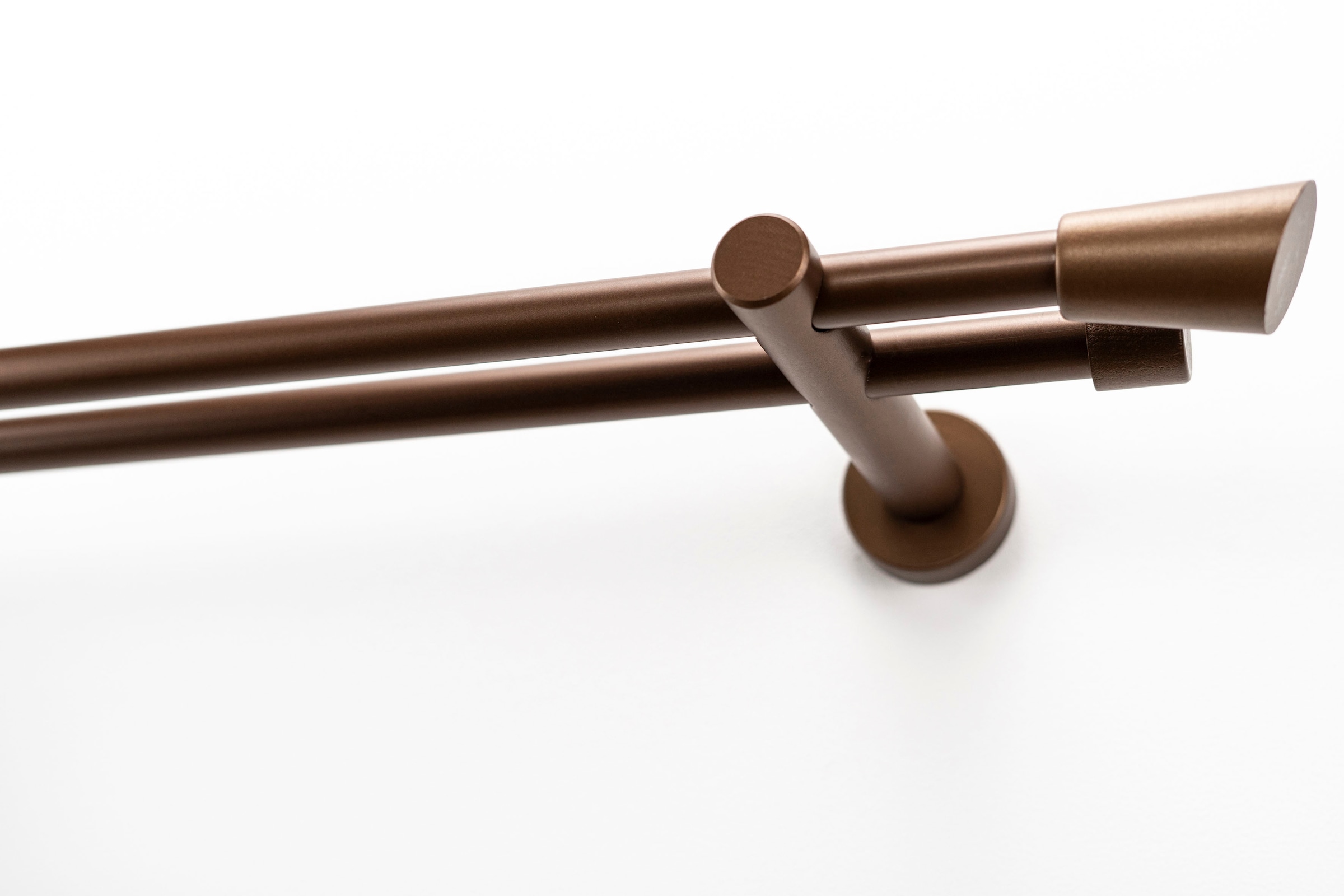 Gardinenstange GARESA, L:470cm Ø:20mm, braun, Holzwerkstoff, Metall, Wohnzimmer, Gardinenstangen, "MOLIS", Vorhanggarnitur, verlängerbar,