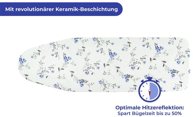 Maximex Bügelbrettbezug »Modell Keramik M Floral«, Bügeltischbezug mit Hitzereflexion und Polsterung, bis 126 x 41 cm