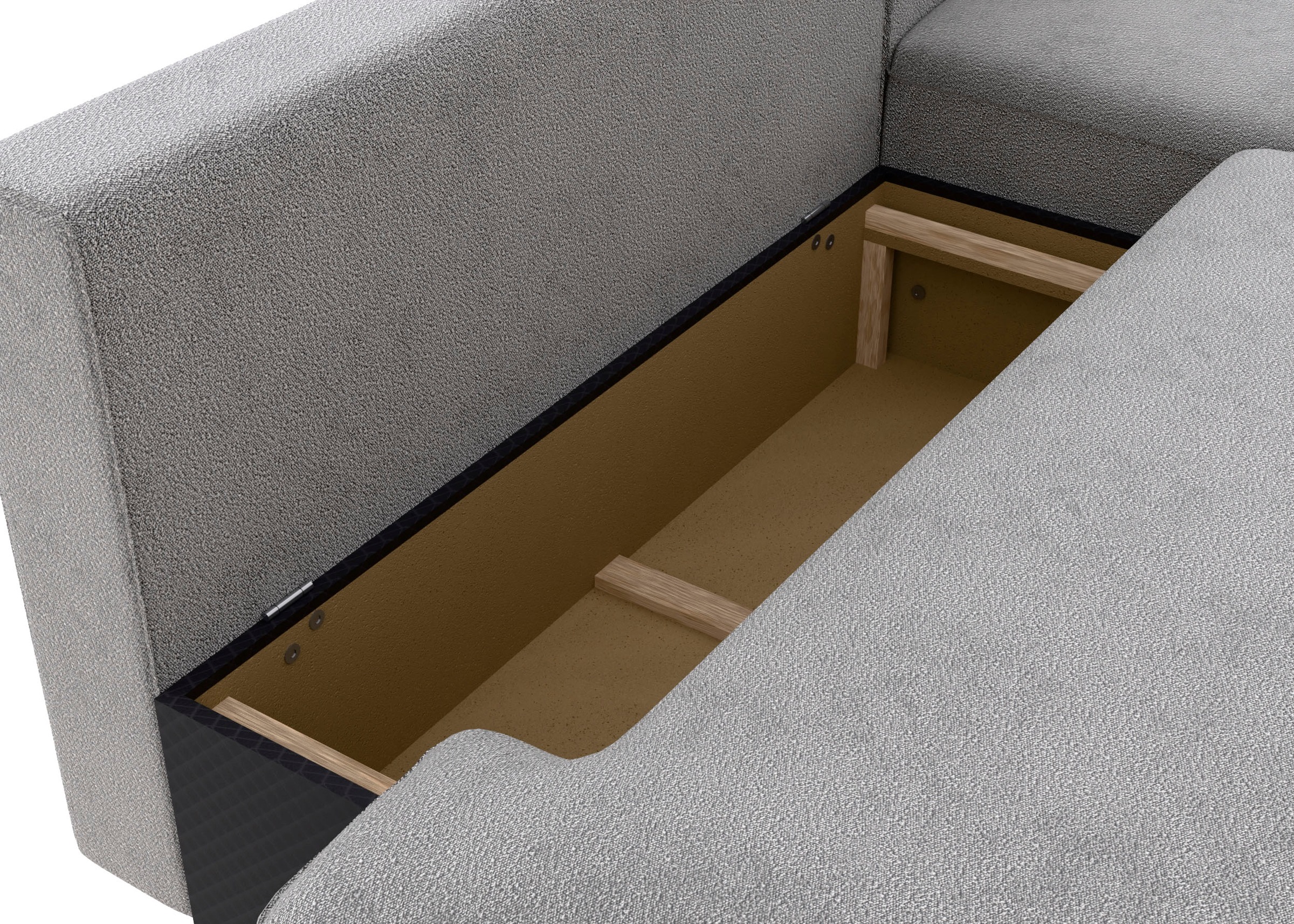 TRENDMANUFAKTUR Ecksofa »Fordon II, Schlafsofa mit Bettkasten, Couch in L-Form, Breite 250 cm«, in Struktur fein LEO, haustierfreundlich, schlamm, Armlehne rechts