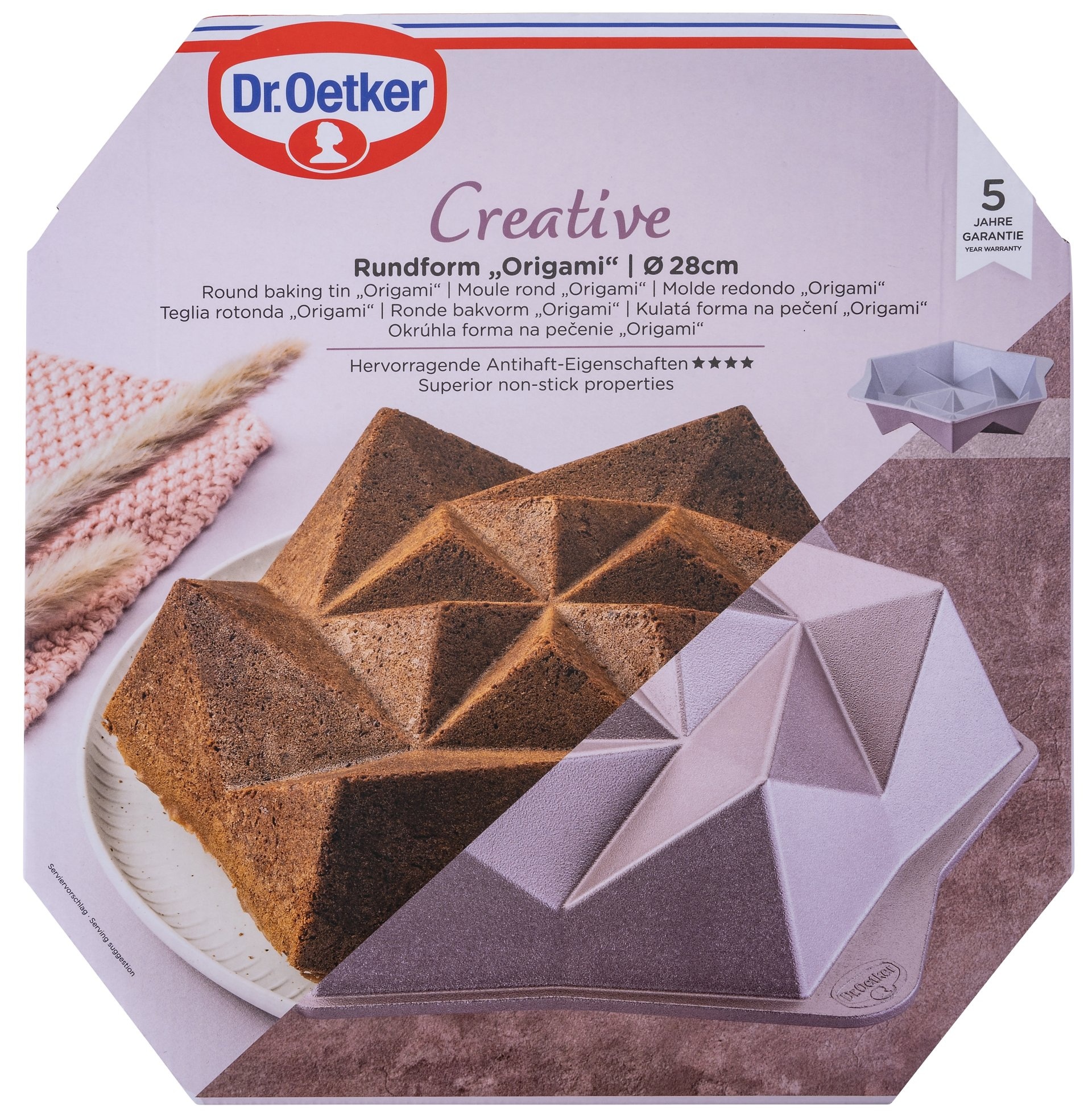 Dr. Oetker Backform »Origami«, (1 St.), Rundform Origami – Gugelhupfform, Backform aus Aluminiumguss, +230 °C