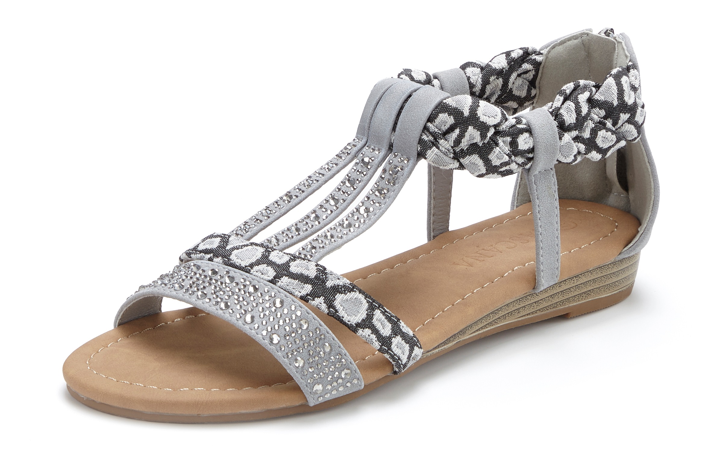 LASCANA Sandale »Sommerschuh, Sandalette,«  mit Verzierung und kleinem Keilabsatz im Festival-Look VEGAN