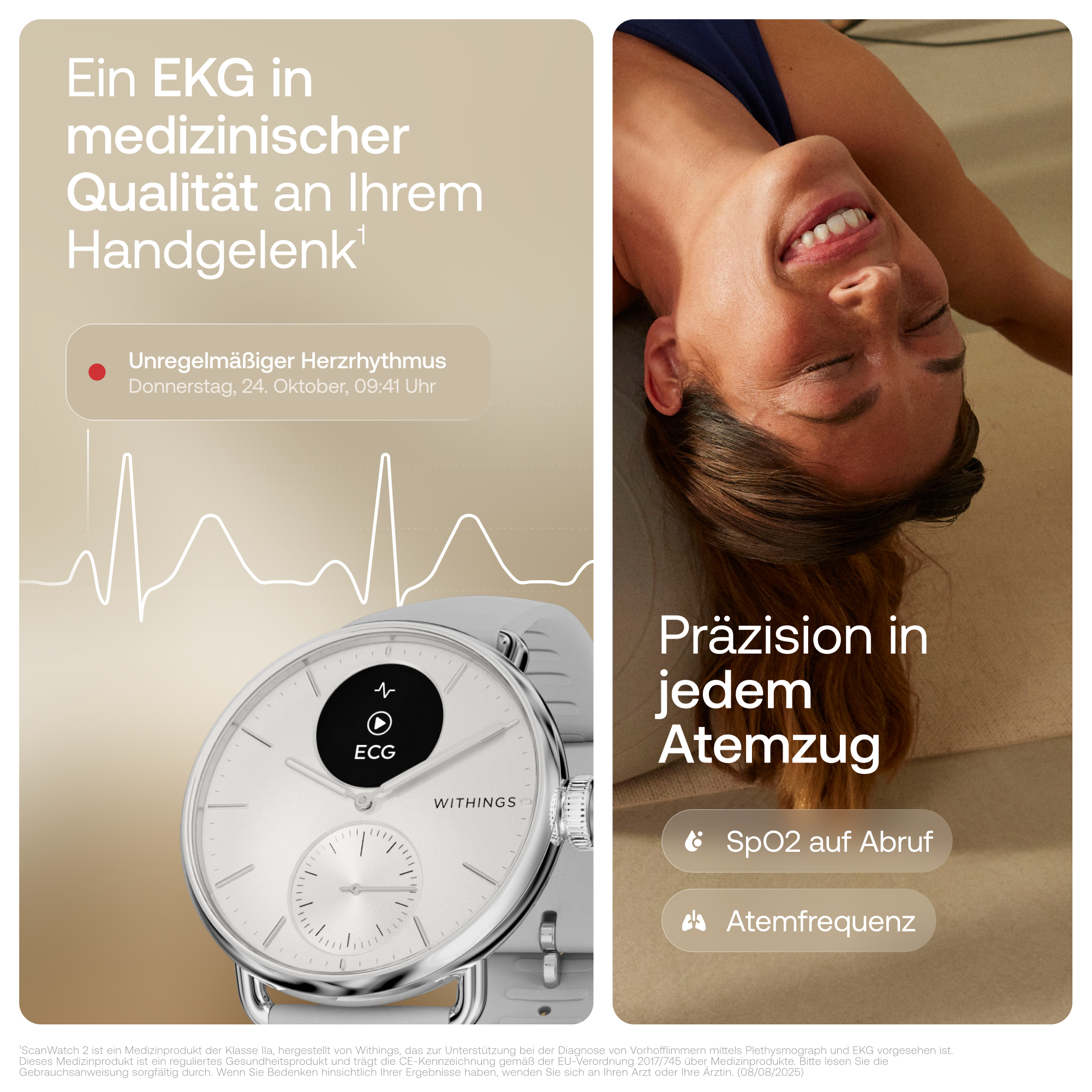 Withings Smartwatch »ScanWatch 2 38mm Rose Gold Blue« ( ) HealthSenseOS