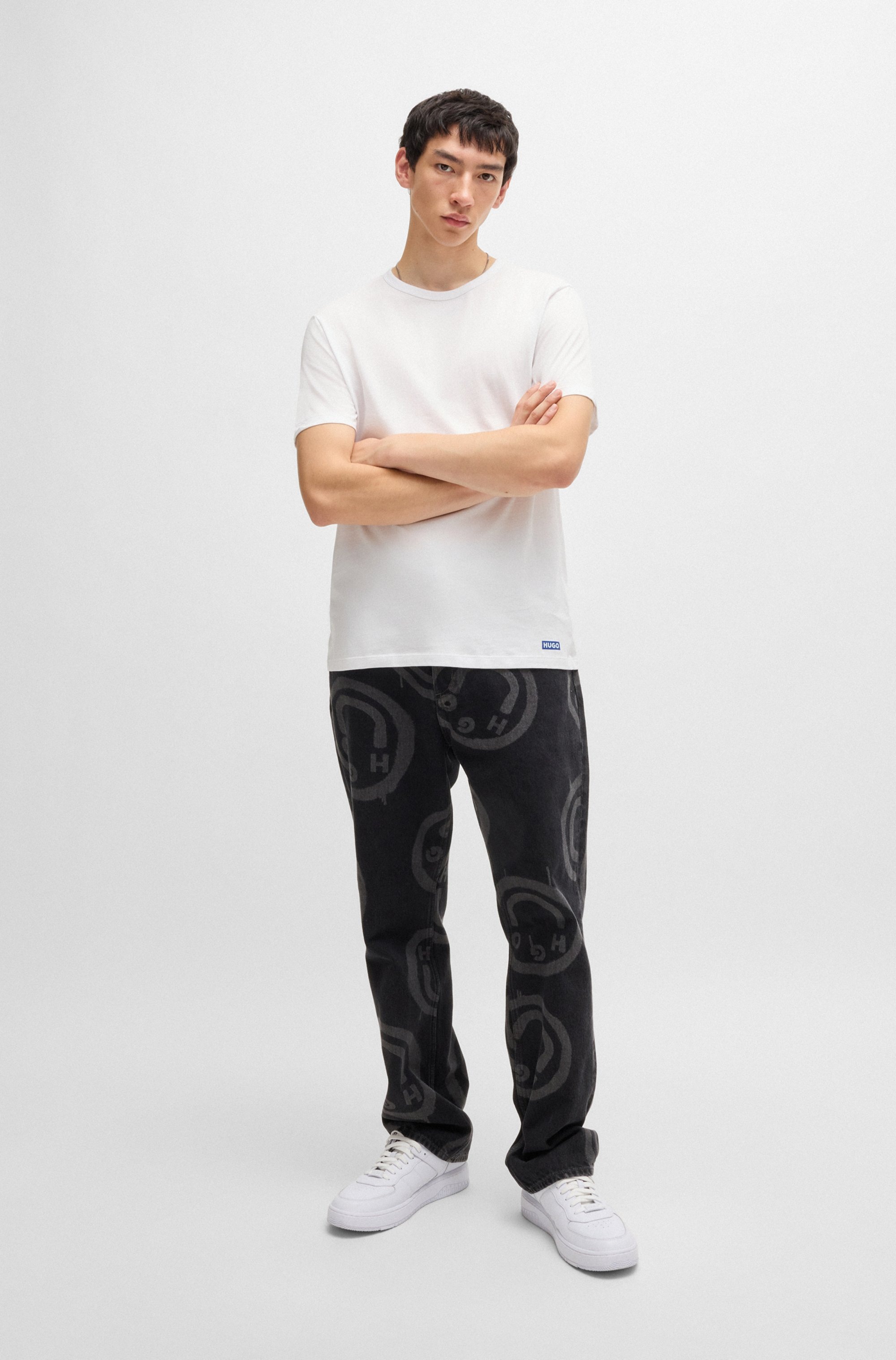 HUGO Blue T-Shirt »BLUE3_Naolo«, (Packung, 2 tlg.), mit kleinem Label am Saum
