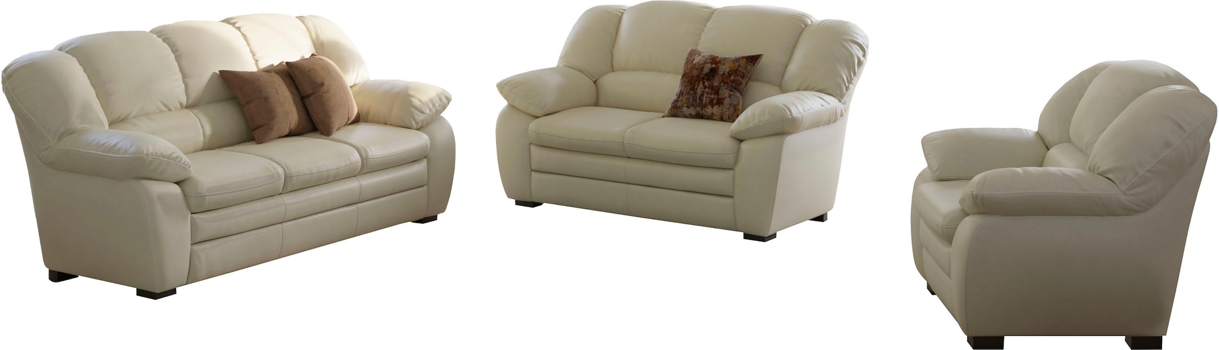 COTTA Polstergarnitur "Casino, 3tlg. Set, Sofa Wohnzimmer Garnitur, Wellenunterfederung" Set, 3 tlg. Sessel, 2-Sitzer, 2,5-Sitzer, hohe Rückenlehne