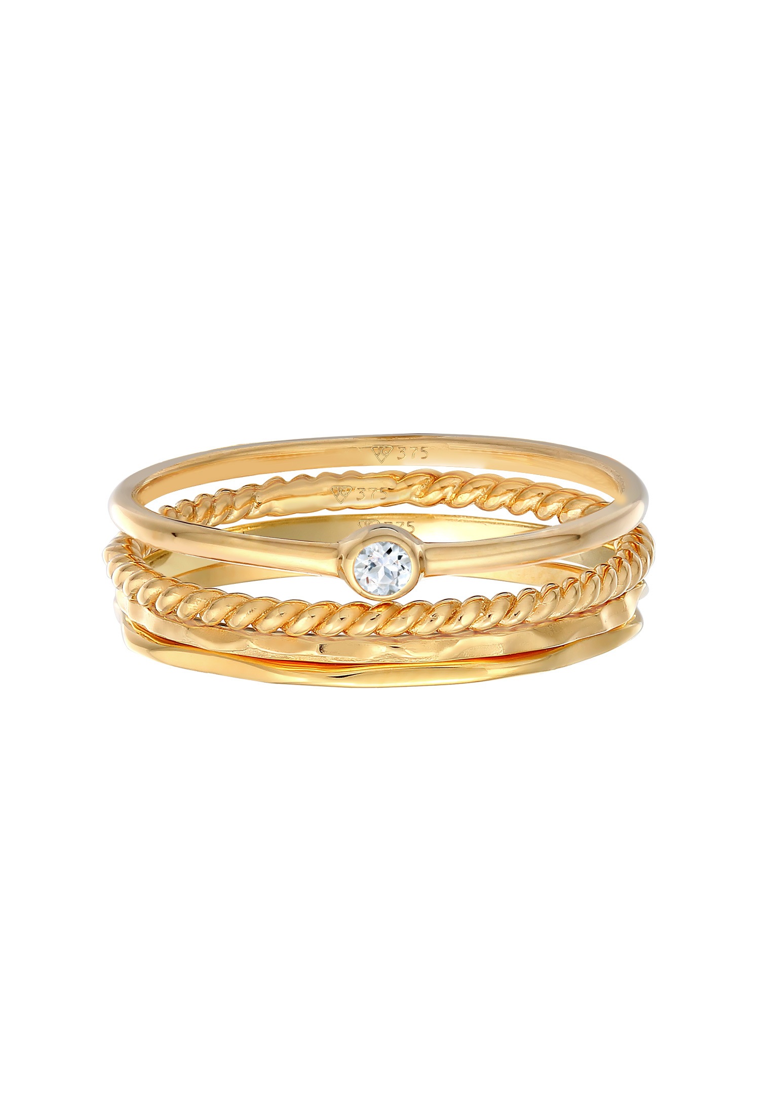 Elli Premium Solitärring »Topas Solitär Stapelring Gedreht 4er Set 925 Silber«