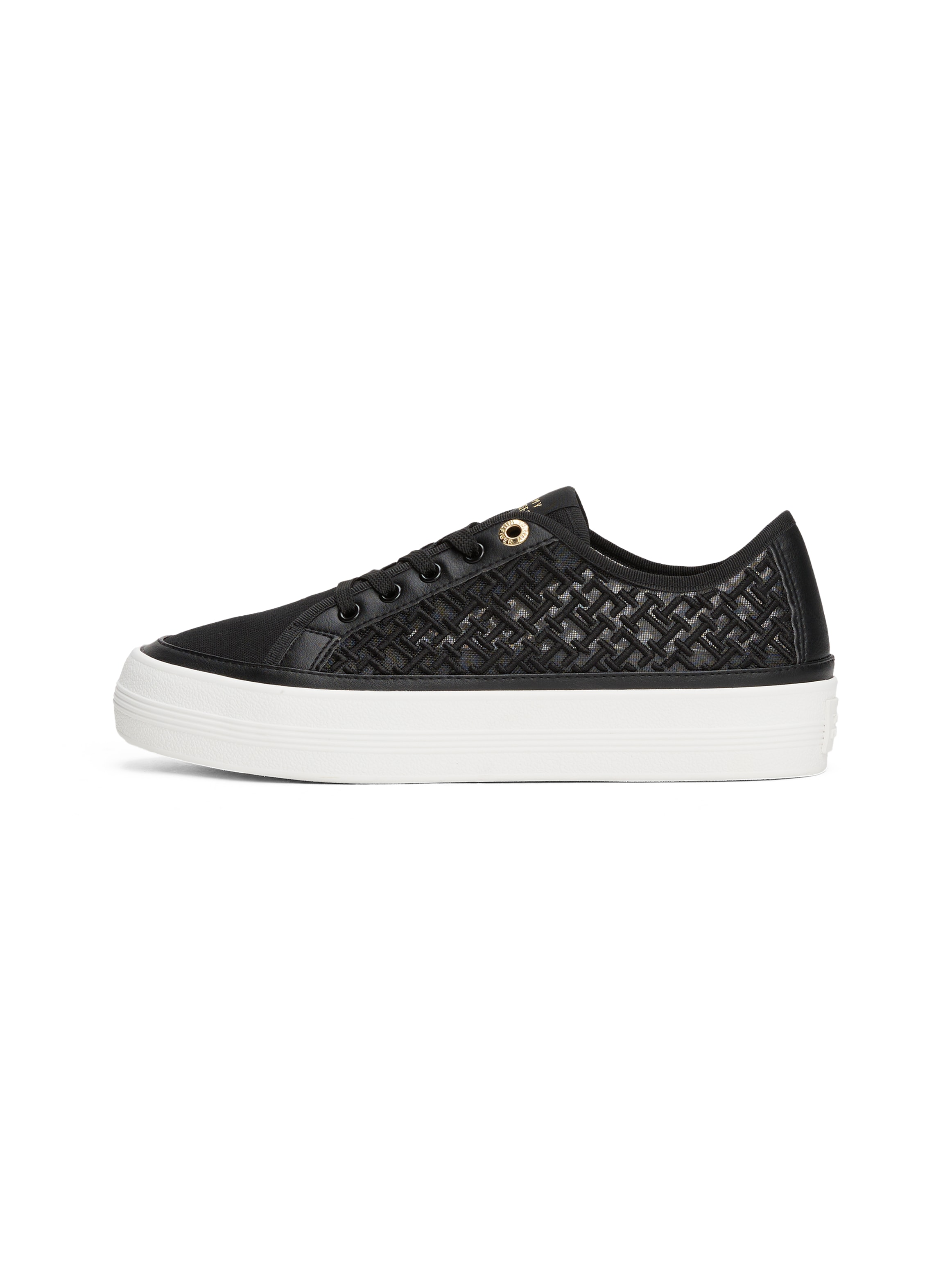 Tommy Hilfiger Plateausneaker »VULC EMBROIDERED SNEAKER«,Freizeitschuh, Halbschuh, Schnürer mit unterlegter TH-Logostickerei