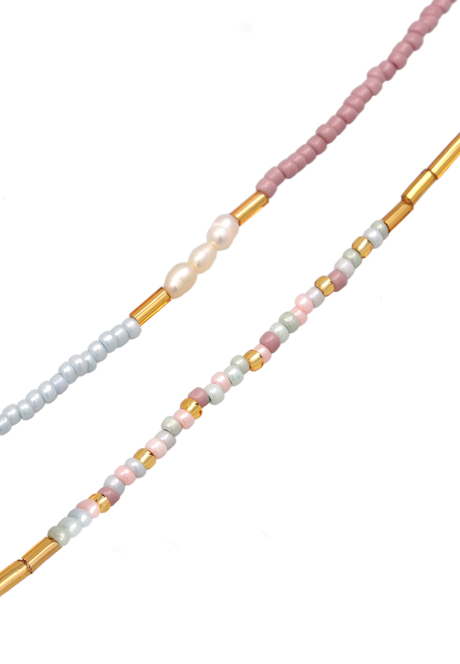 Elli Silberkette »Halskette Glas Perlen Süßwasser-Zuchtperle Bead 925 Silber vergoldet«