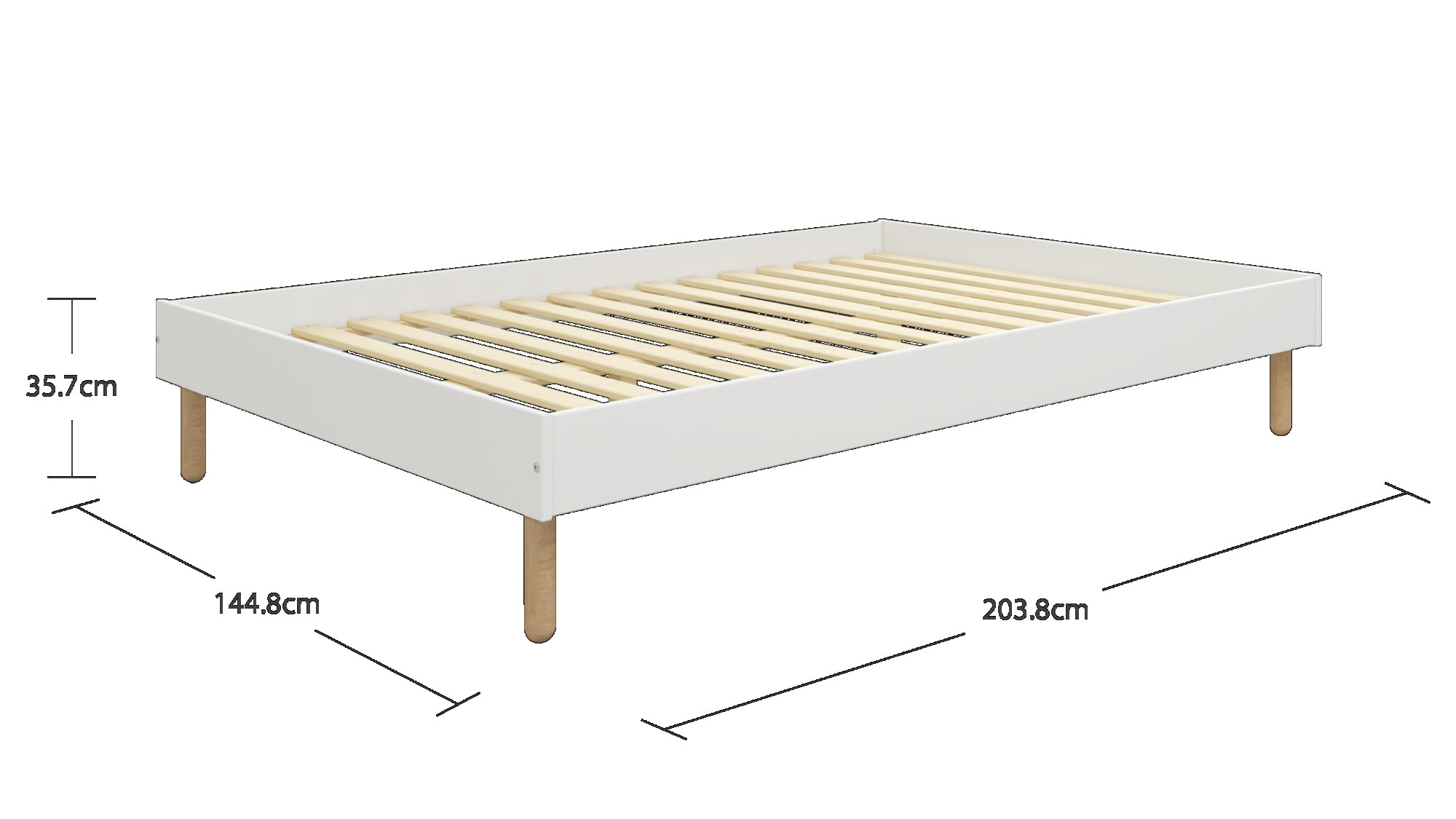 OTTO home Bett »Dagmar, Bettgestell, Futonbett, Füße aus Massivholz«, (140cm Liegefläche), mit festen Latten aus massiver Kiefer, belastbar mit 200KG