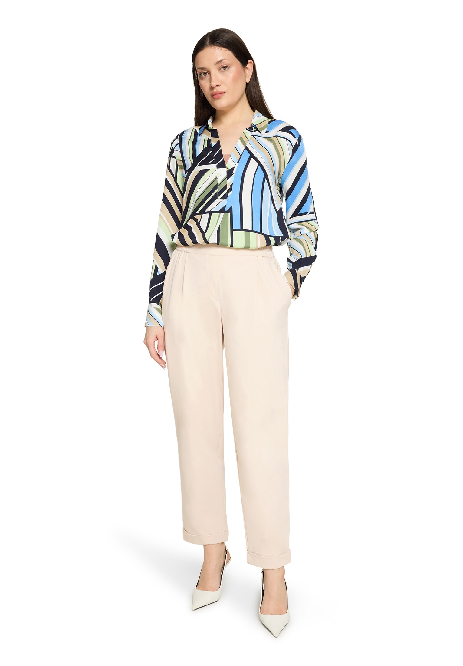 Schlupfhose BETTY BARCLAY "Damen mit Eingrifftaschen", Damen, Gr. 36, Normalgrößen, grau beige, Jersey, Obermaterial: 53% Baumwolle, 40% Polyamid, 7% Elasthan, relaxed fit 7/8-Länge, Hosen Schlupfhose 2