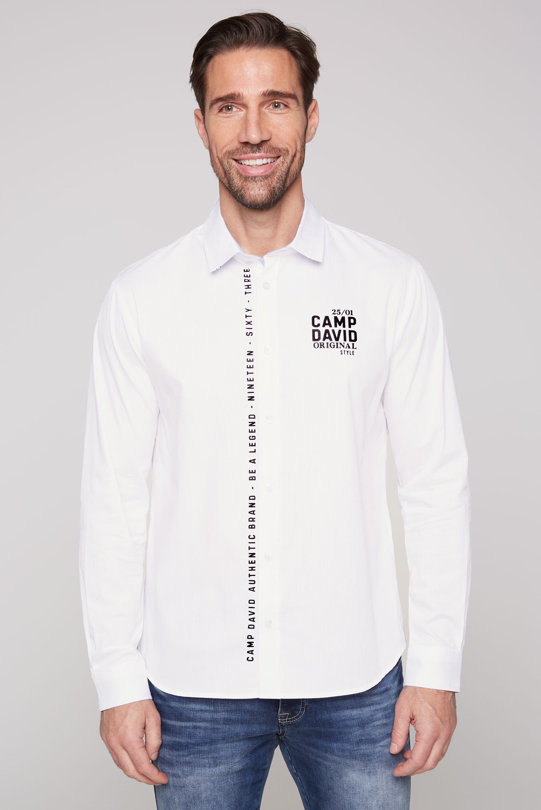 CAMP DAVID Langarmhemd, aus Baumwolle
