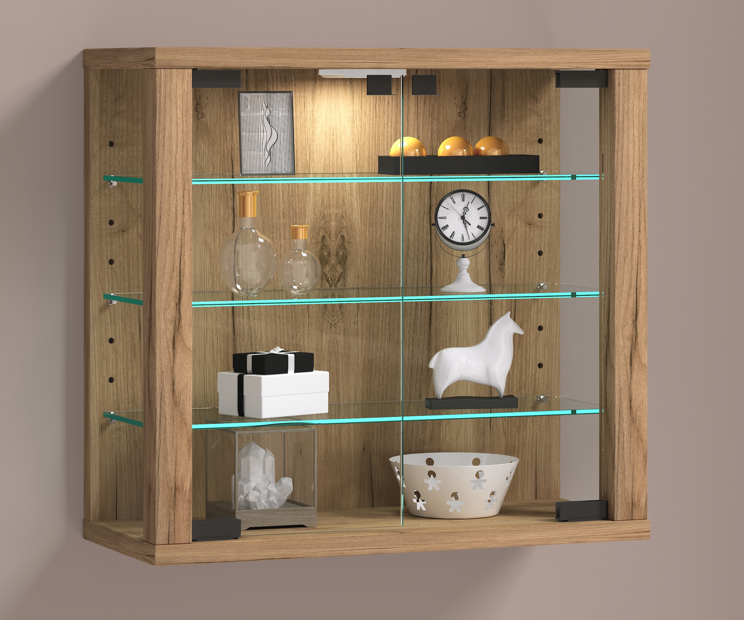 VCM Wandregal, Wandvitrine »Vitrosa S« mit ESG-Sicherheitsglas, Maße: H. 40 x B. 43 x T. 18 cm