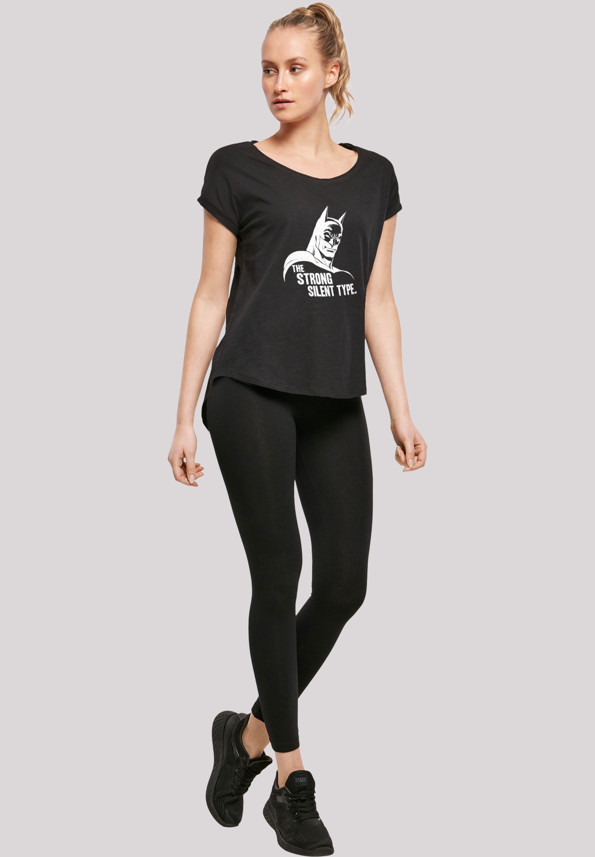 F4NT4STIC T-Shirt »'Batman The Strong Silent Type Superheld'«, Damen,Premium Merch,Lang,Longshirt,Bedruckt