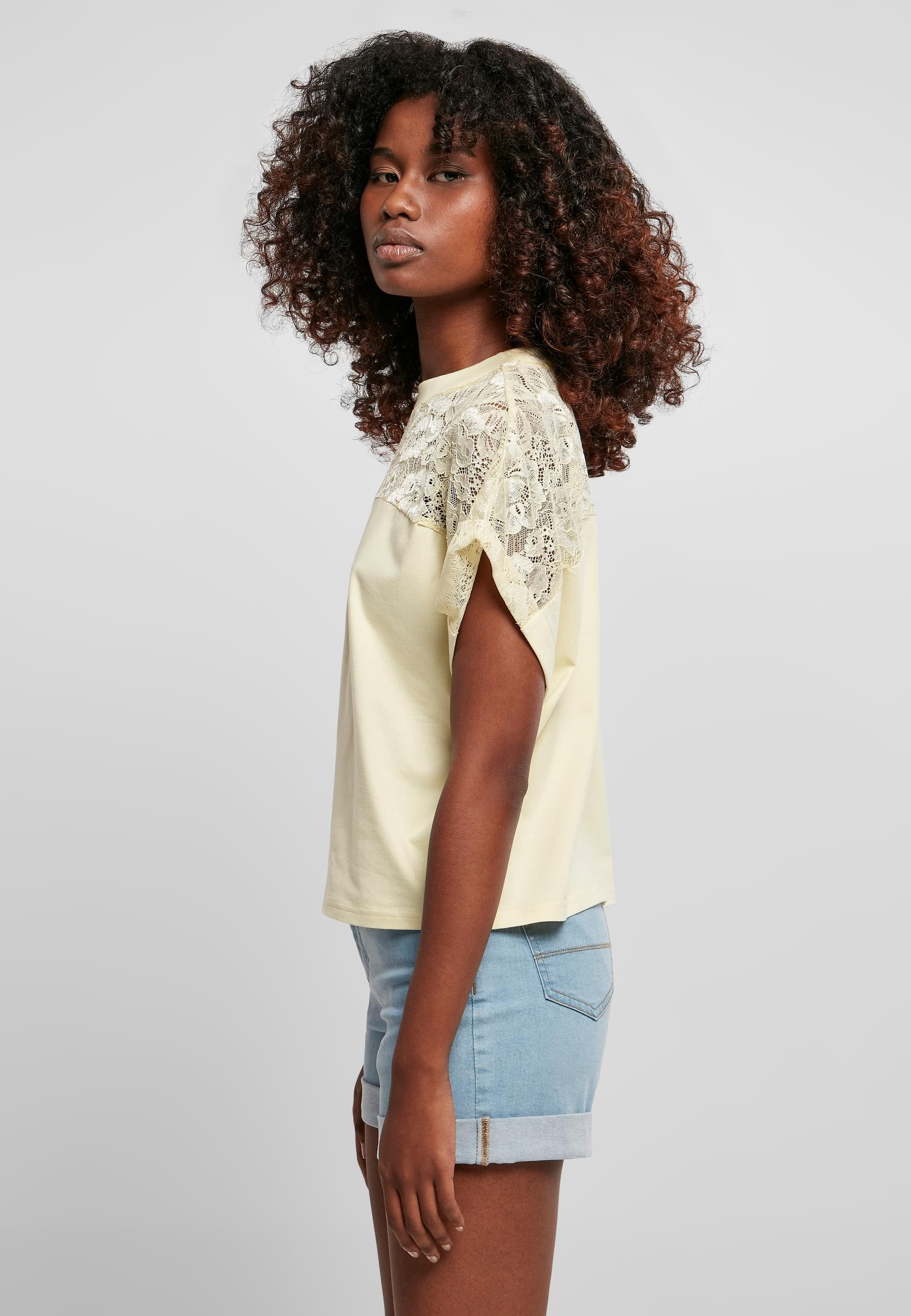 URBAN CLASSICS T-Shirt »Urban Classics Damen Ladies Short Oversized Lace Tee«, (1 tlg.)