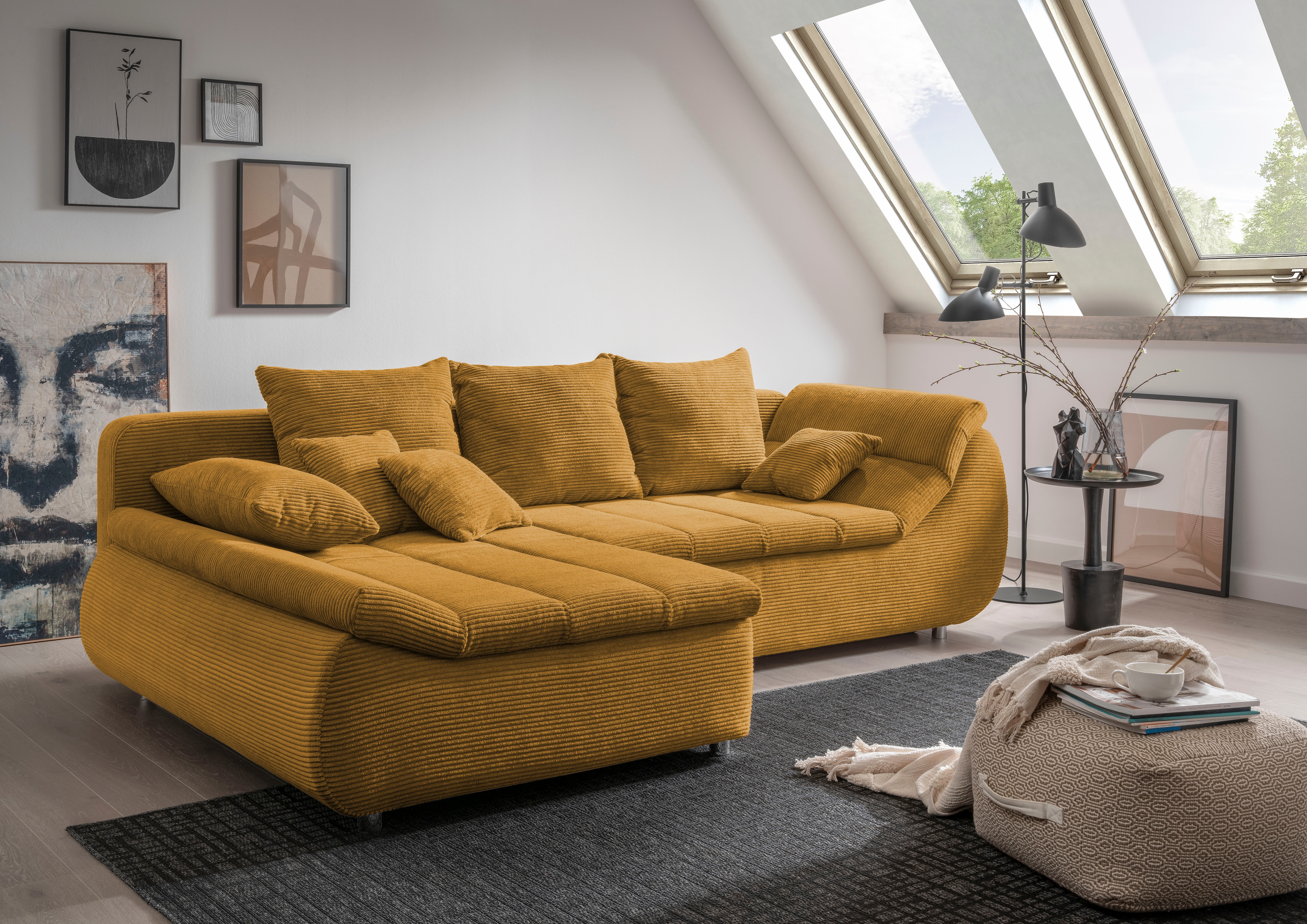 Home affaire Ecksofa "Imola, bequem, aktuelle Steppung im Sitz, L-Form, Breite 270cm" wahlweise mit Bettfunktion