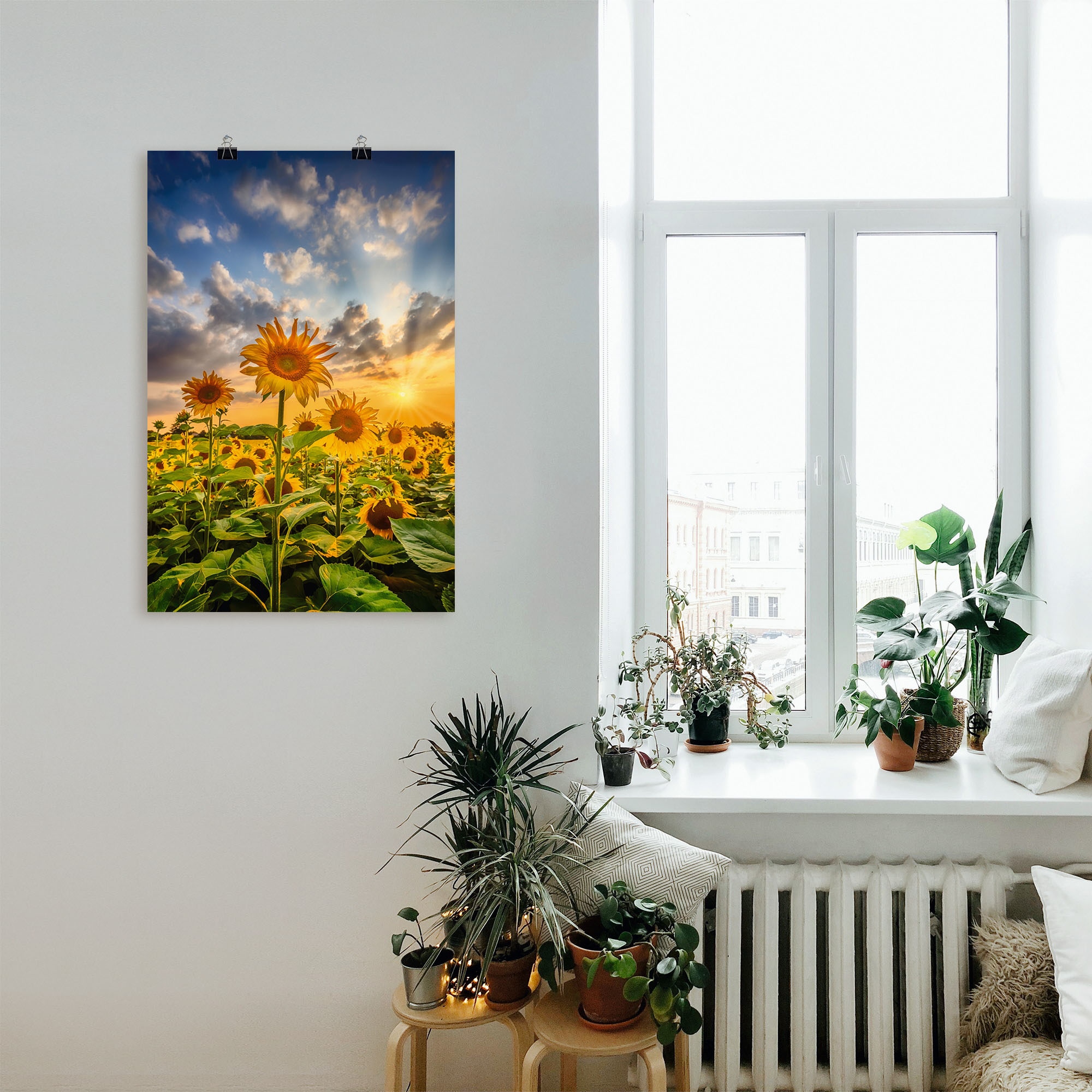 Artland Wandbild »Sonnenblumen im Sonnenuntergang«, Blumenbilder, (1 St.), als Leinwandbild, Poster in verschied. Größen