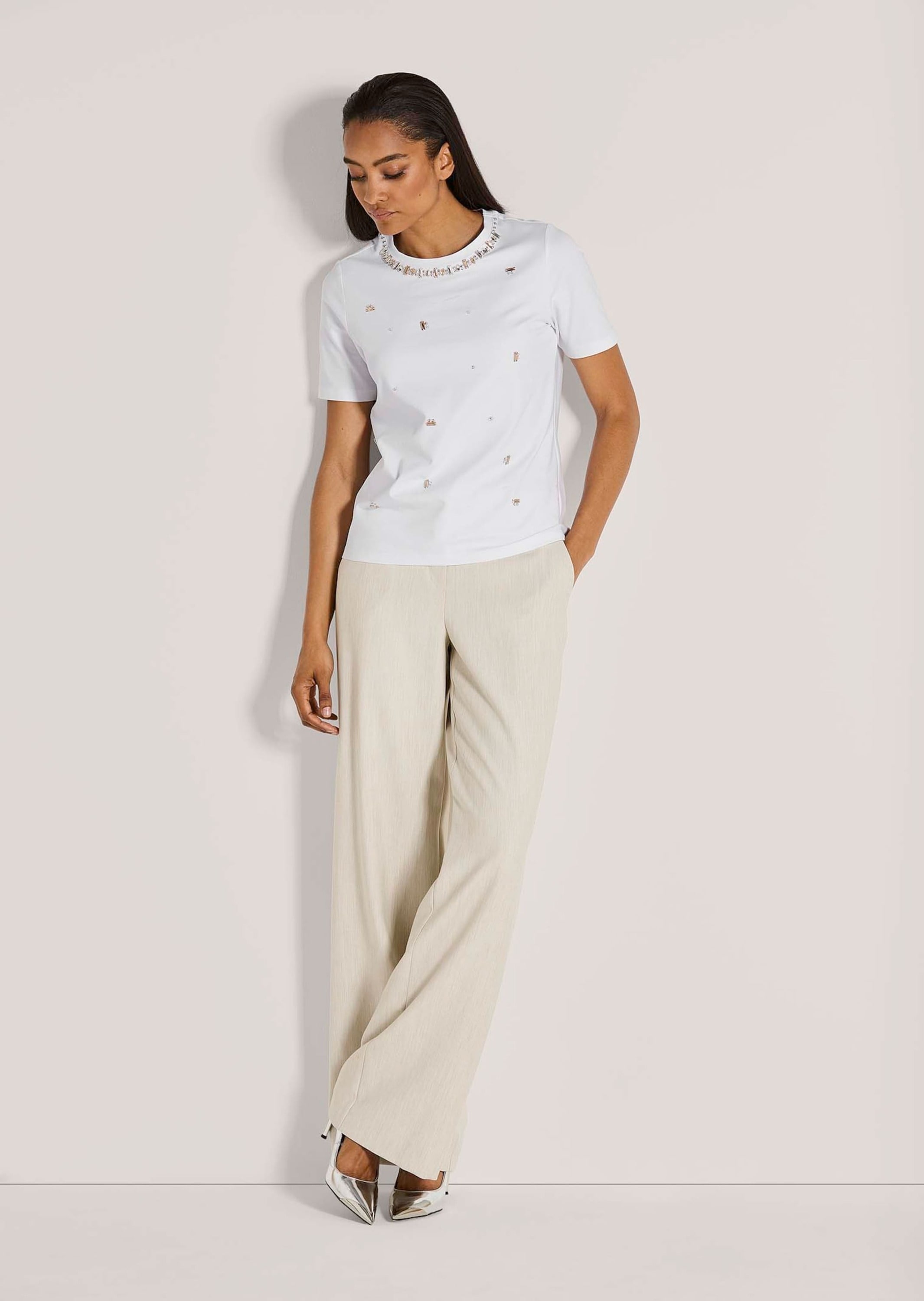 MADELEINE Kurzarmshirt »Glitzerbluse Elegantes Shirt mit Strassakzenten«