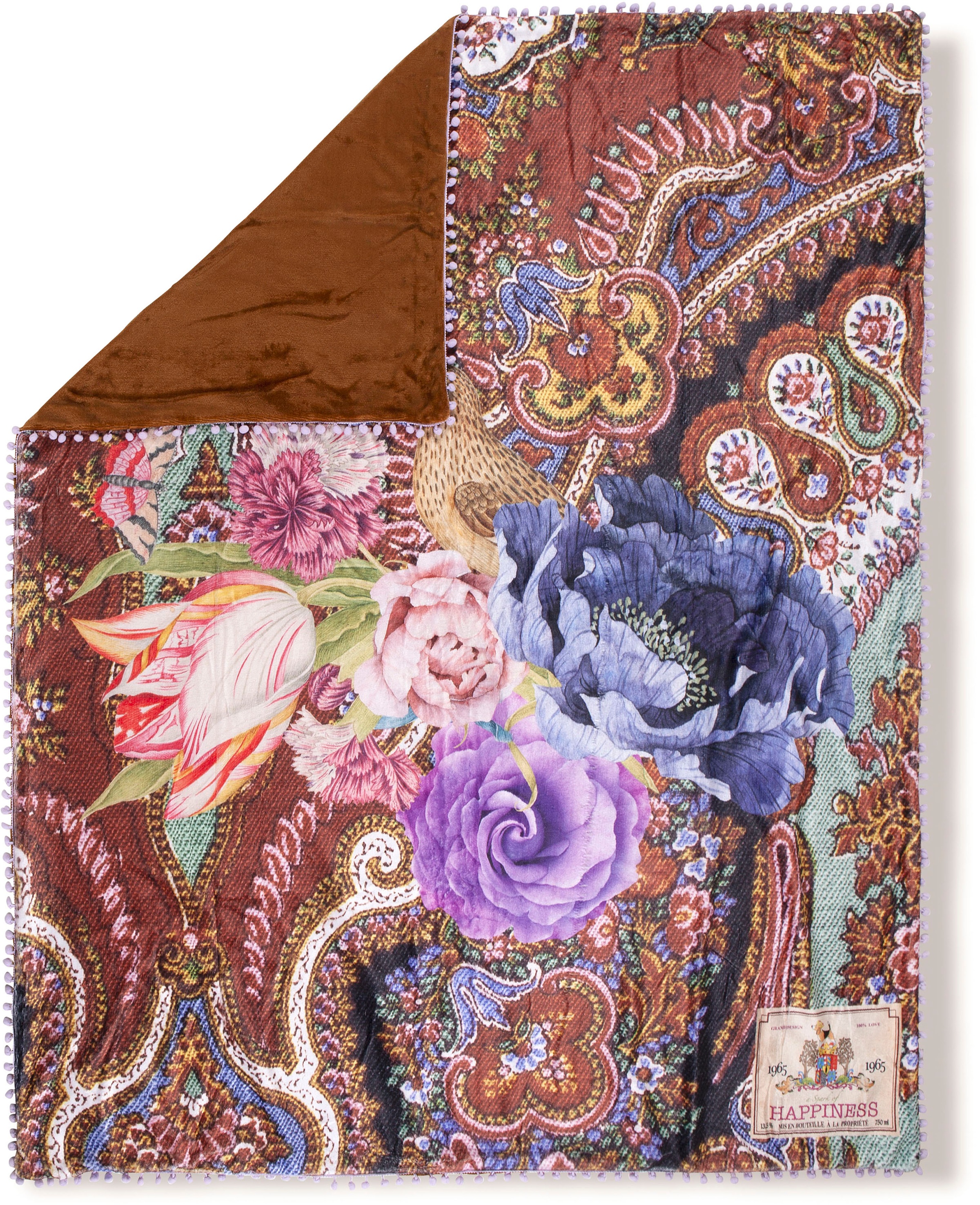 Happiness Plaid »Django«, Sehr Weich, Kuscheldecke, Mit Pompons, 130x160 cm, Wendeoptik, Blumen