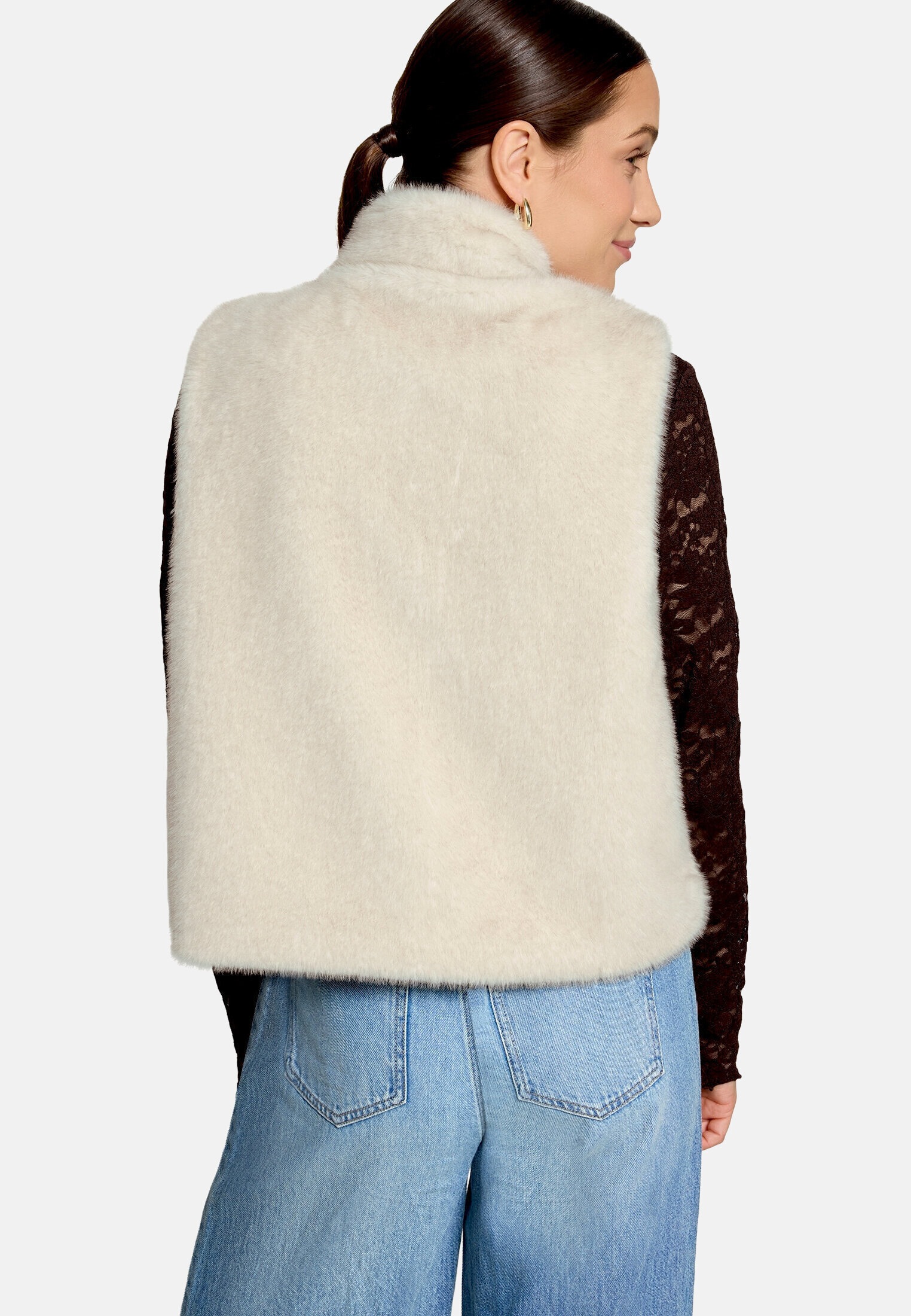 Zero Plüschweste »Damen Fur-Weste mit hohem Kragen« Material