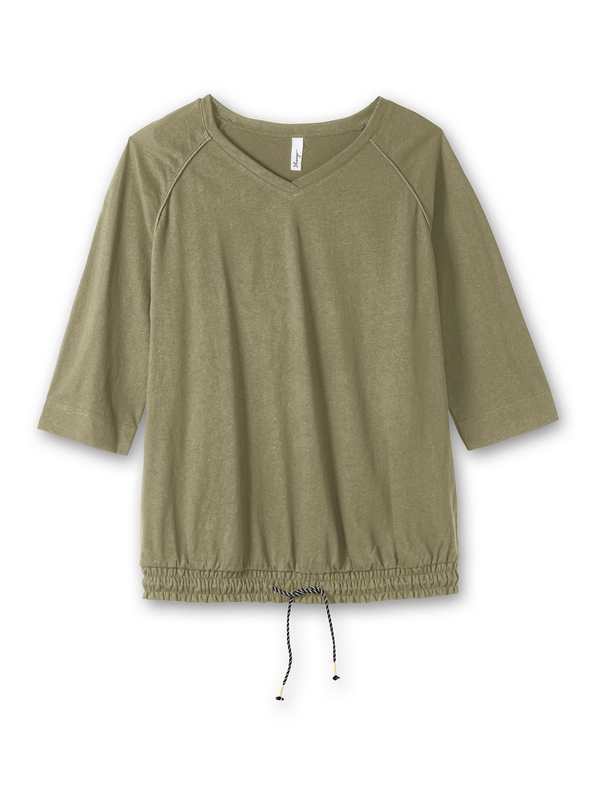 Sheego T-Shirt »Große Größen«, aus Leinen-Mix, mit gesmoktem Saumbund für  bestellen | BAUR