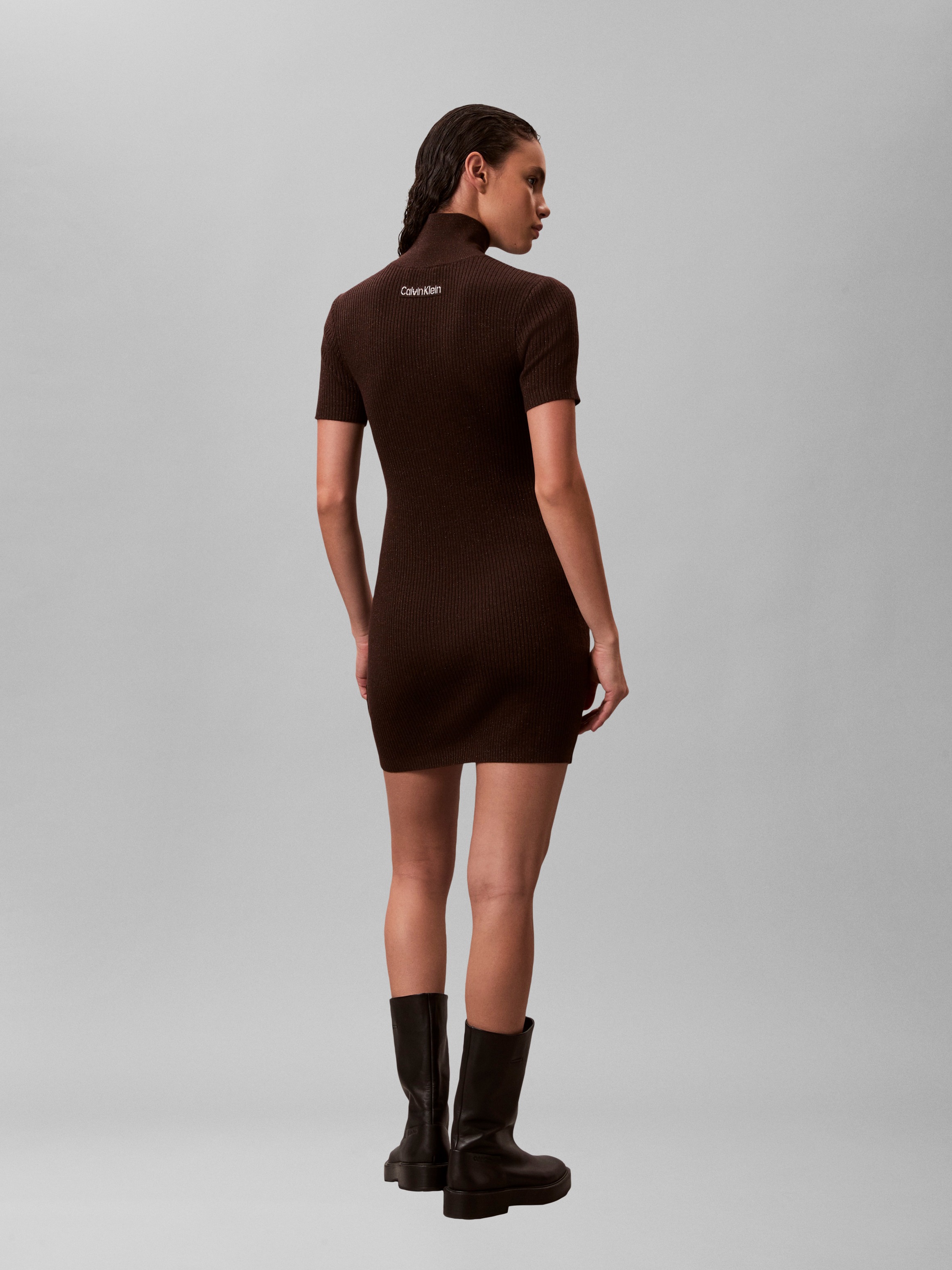 Calvin Klein Jeans Minikleid Ohne Tasche Figurbetonte Passform mit Stehkragen