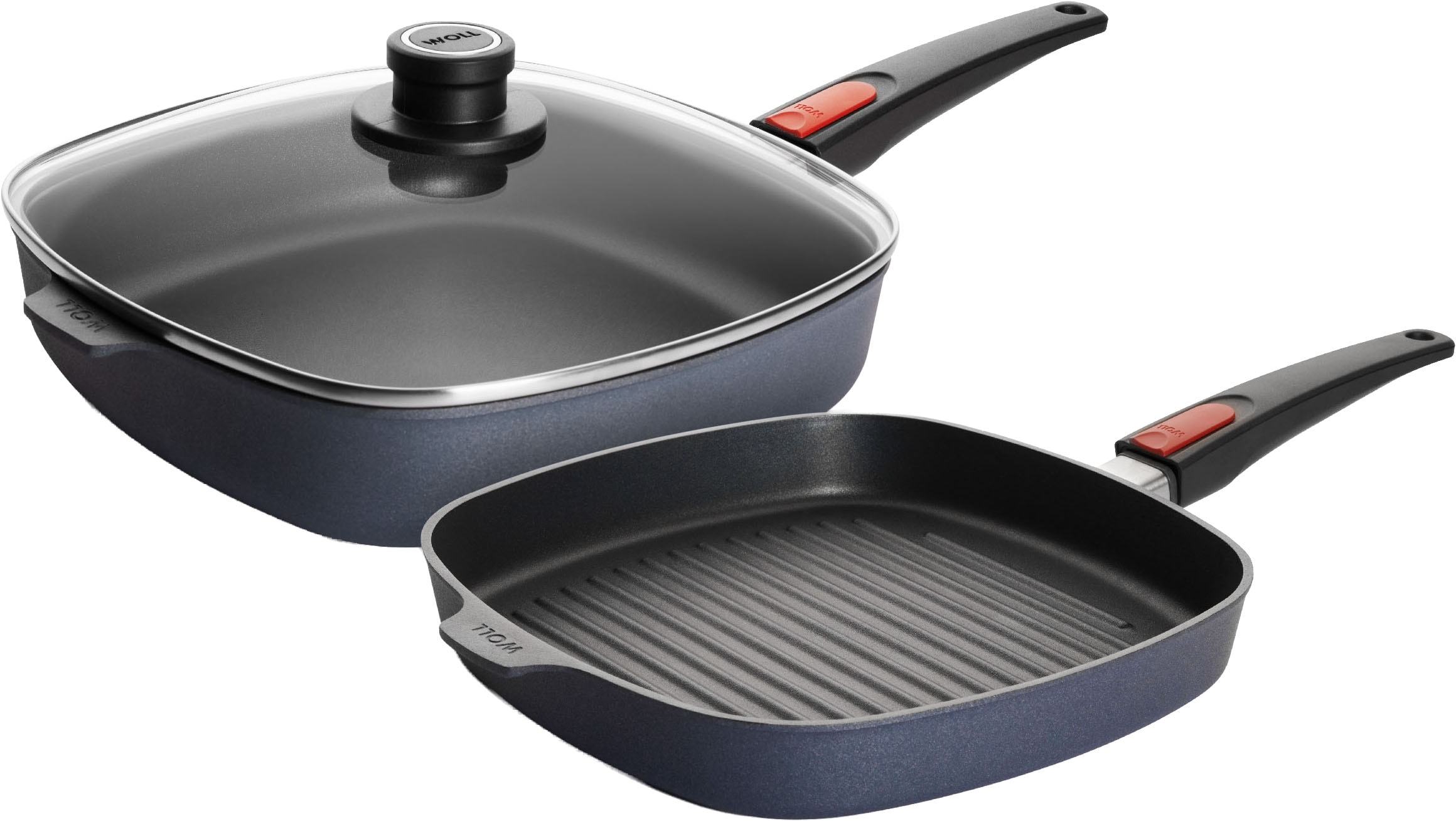 Pfannen-Set "Diamond Lite 28 x 28 cm", Höhe 6cmantharzitfarben, WOLL MADE IN GERMANY, Pfannen, Abnehmbarer Stiel, Antihaftbeschichtet