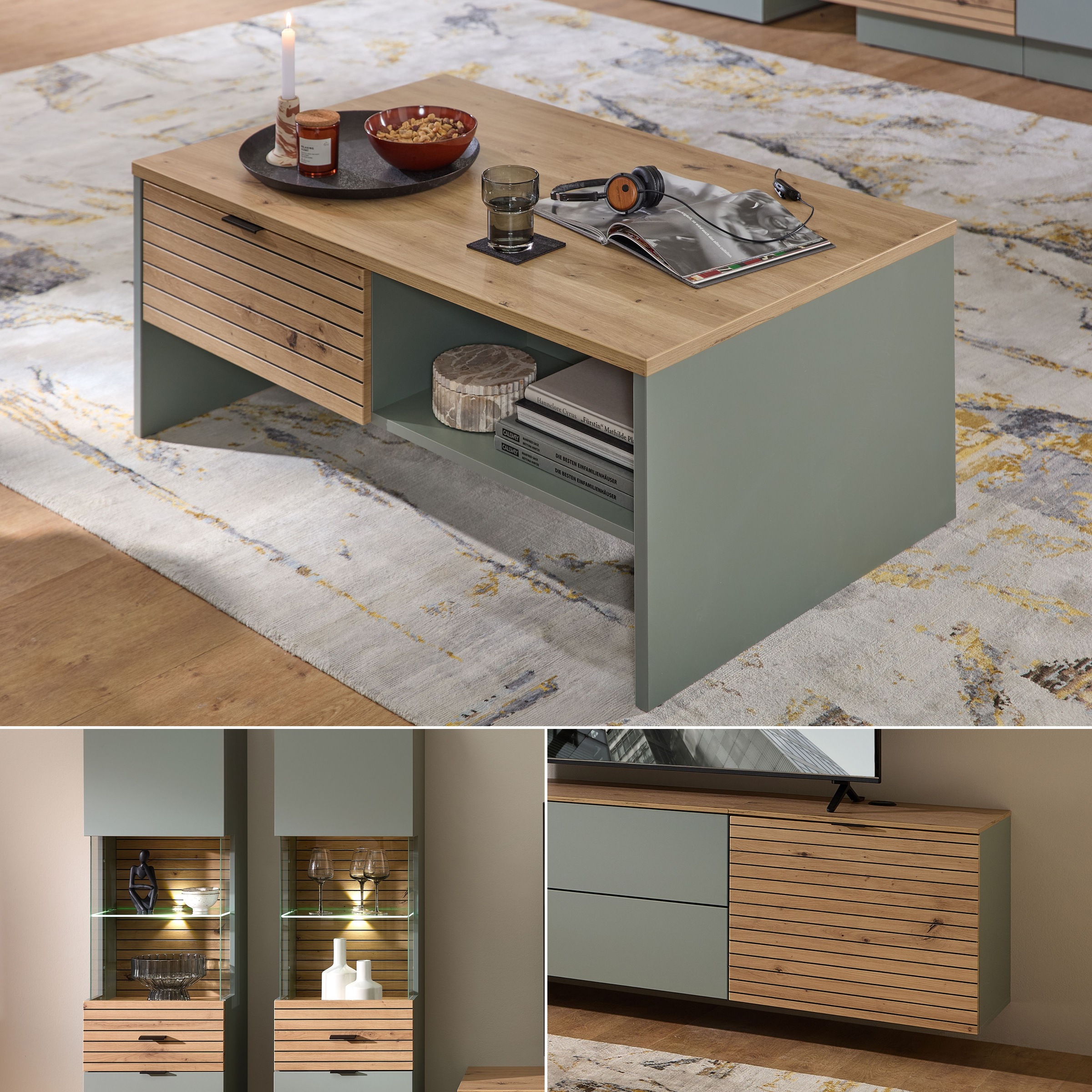 Innostyle Wohnwand "Ina Wohnwand, 340x185x44 cm (B/H/T)" 7 Stk. tlg. günstig online kaufen