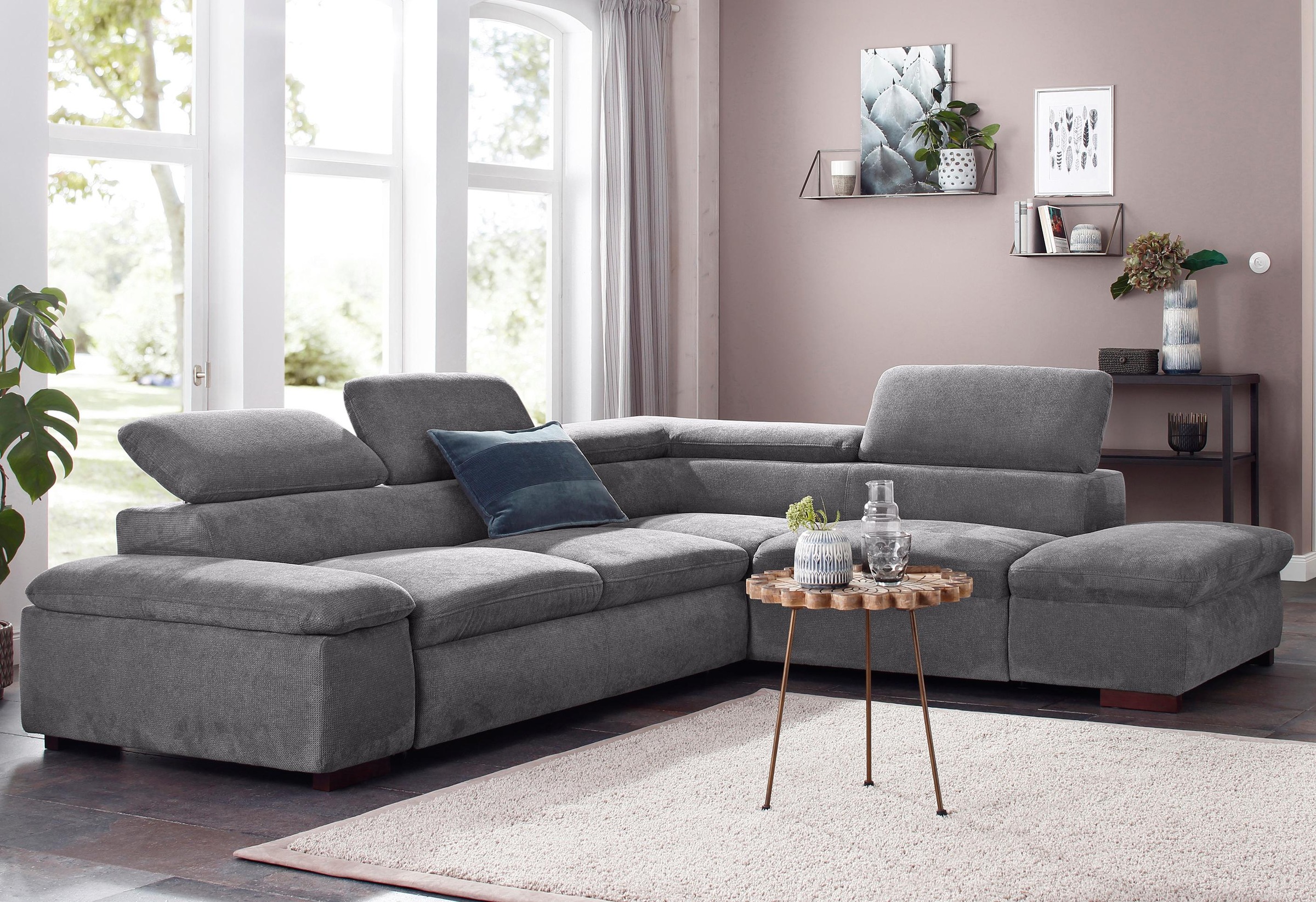 Home affaire Ecksofa »Alberto L-Form«, mit Kopfteilverstellung, wahlweise mit Bettfunktion