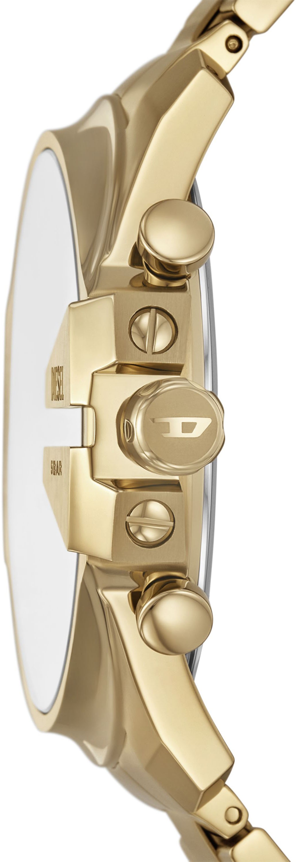 Diesel Chronograph »MEGA CHIEF SLIM«, Quarzuhr, Armbanduhr, Herrenuhr, Edelstahlarmband, analog, Tag