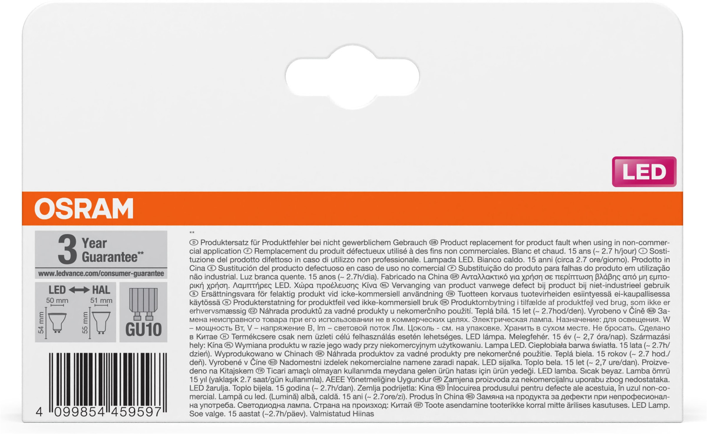 Osram LED-Leuchtmittel »LED-Spot Star PAR16 Reflektor« GU10 3 Stk. Warmweiß