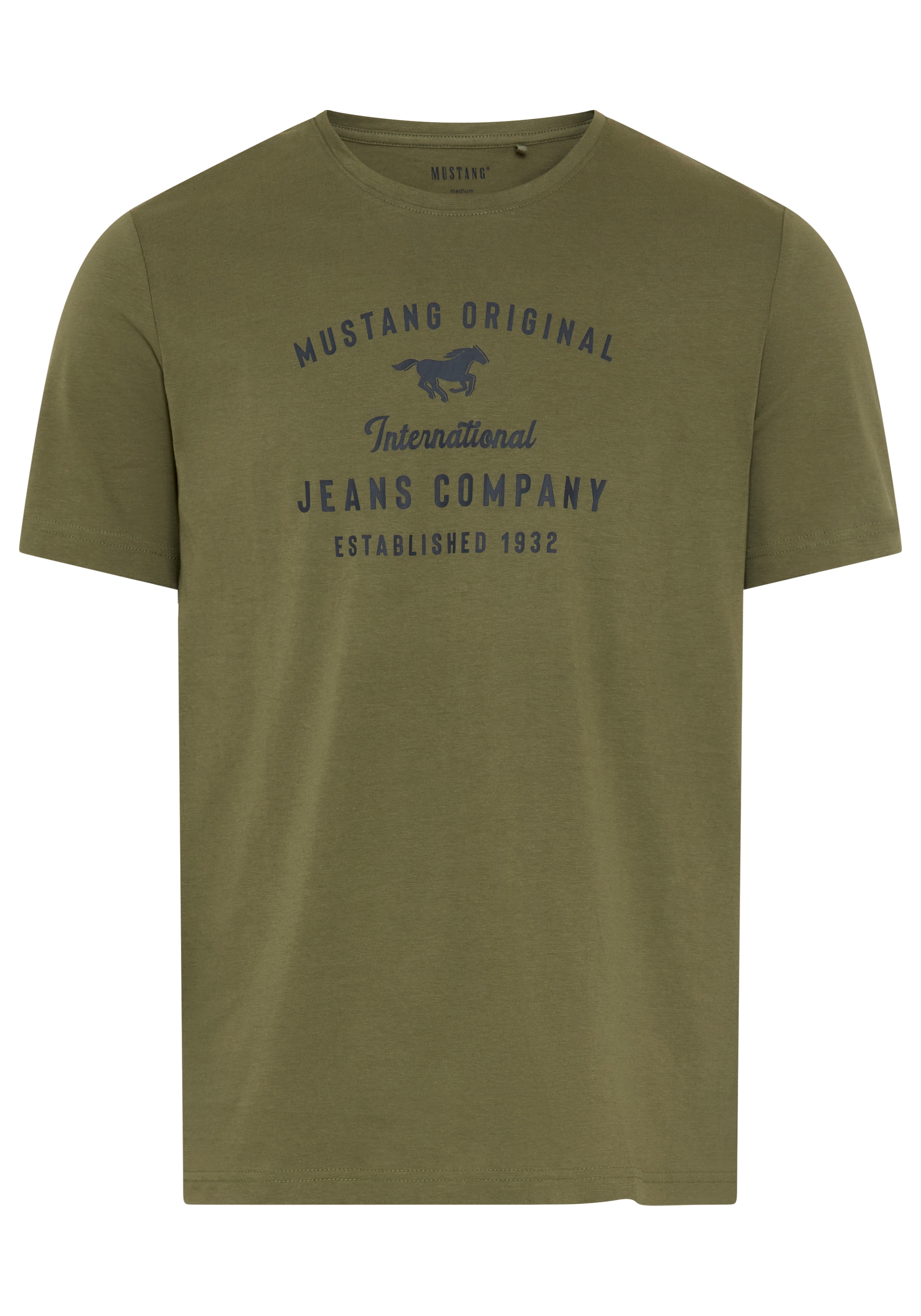 MUSTANG Rundhalsshirt "Alex Logoprint uni" mit Logoprint auf der Brust günstig online kaufen