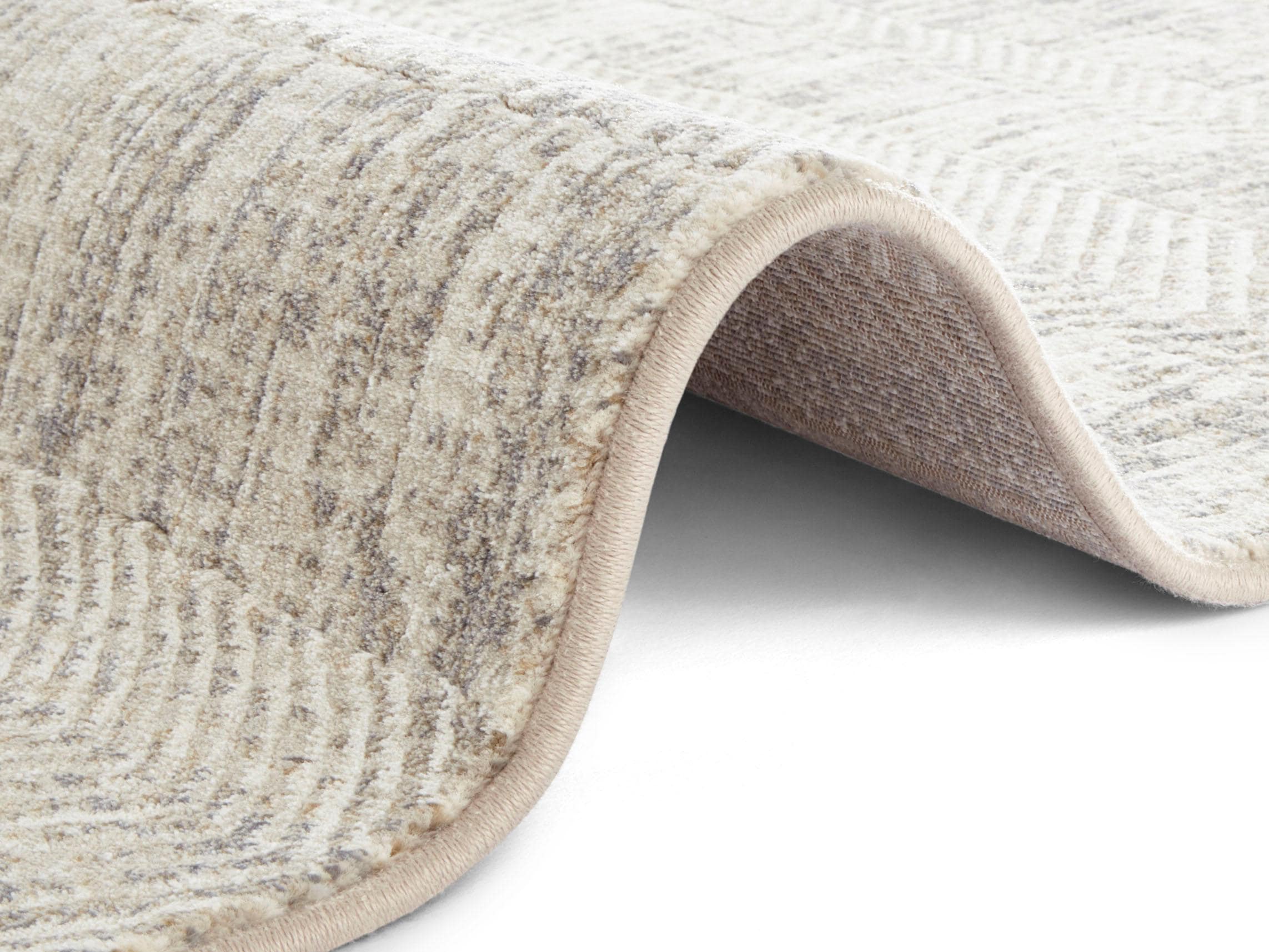 ELLE DECORATION Teppich »Gonesse«, rechteckig, 11 mm Höhe, Dichtgewebter Kurzflor, Fischgrät-Streifenmuster, Pflegeleicht