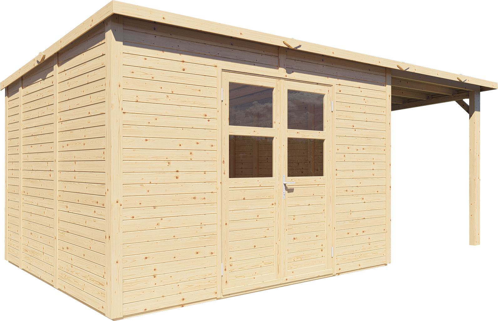 BERTILO Gartenhaus »Baltrum 2 Set naturbelassen«, mit Fußboden, Fenster und Doppeltür