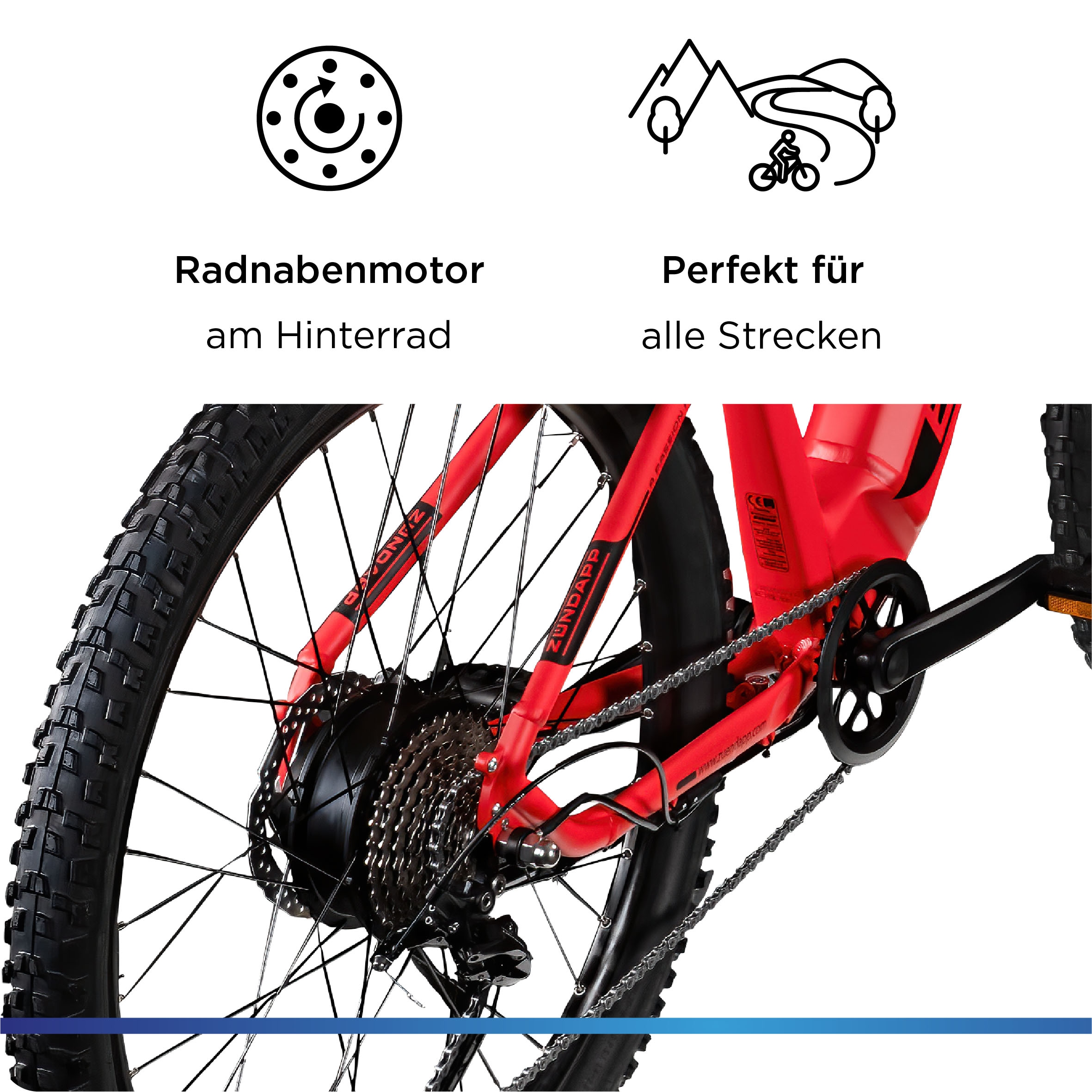Zündapp E-Bike »Z898«, 24 Gang, Heckmotor 250 W, E-Bike E Mountainbike 27,5 Zoll Pedelec 170 - 190 cm Hardtail MTB