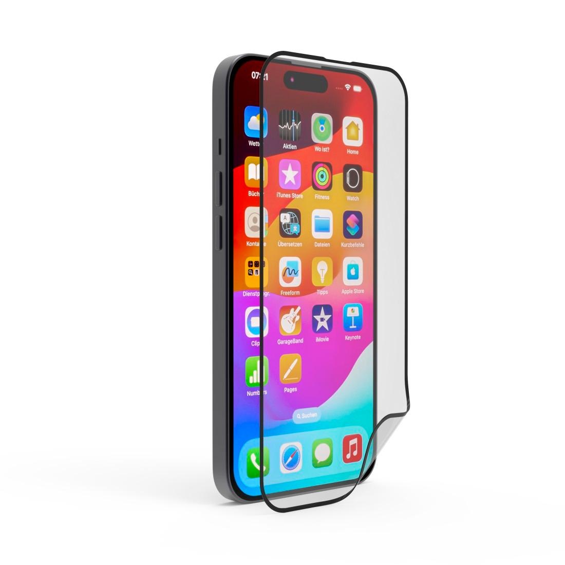Hama Displayschutzglas »Panzerglas Hiflex Eco für Apple iPhone 15 Pro, Full-Cover flexibel«, für Apple iPhone 15 Pro