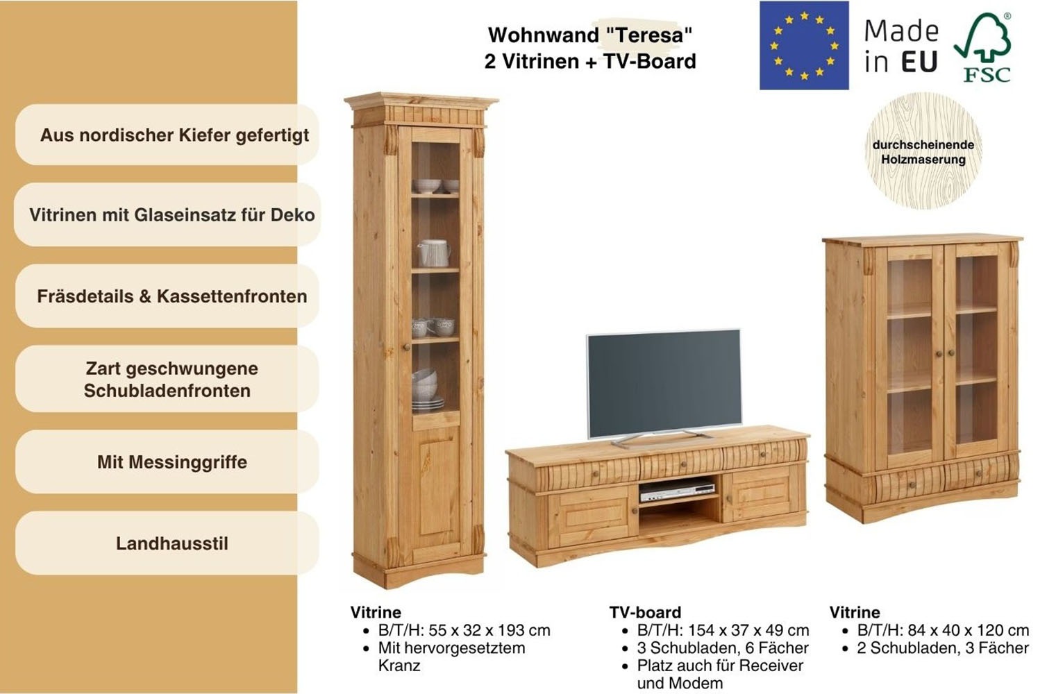 Thumbnail - OTTO home Wohnwand "Teresa" Set, 3 Stk. tlg.