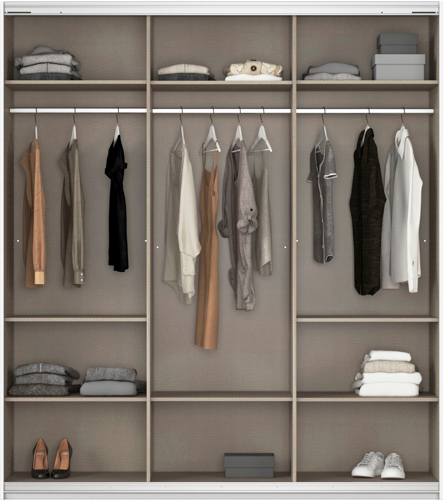 rauch Schwebetürenschrank »Kleiderschrank Schrank OTTO´S CHOICE Garderobe AGORDO«, (in zwei Griff-Farben), Top Innenausstattung, in 4 Breiten und 2 Höhen MADE IN GERMANY