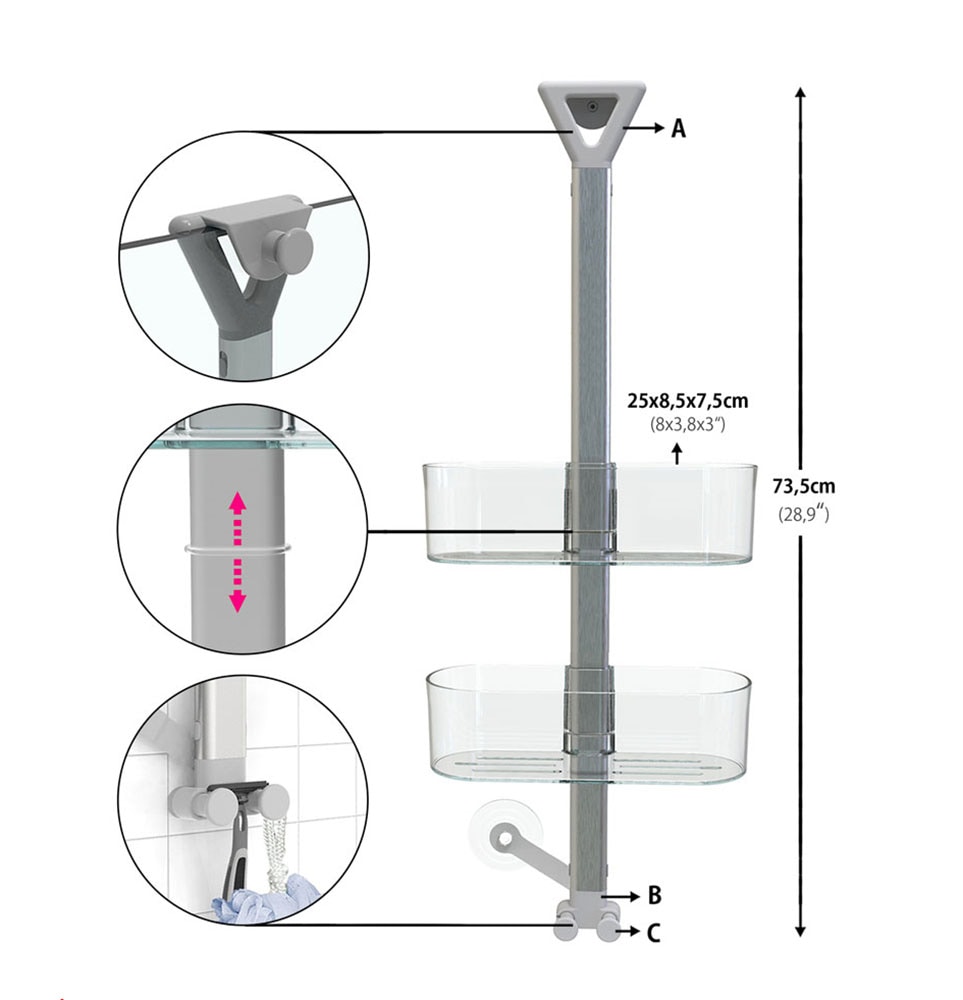 Bischof Duschregal »Sida« mit 2 Ablagen