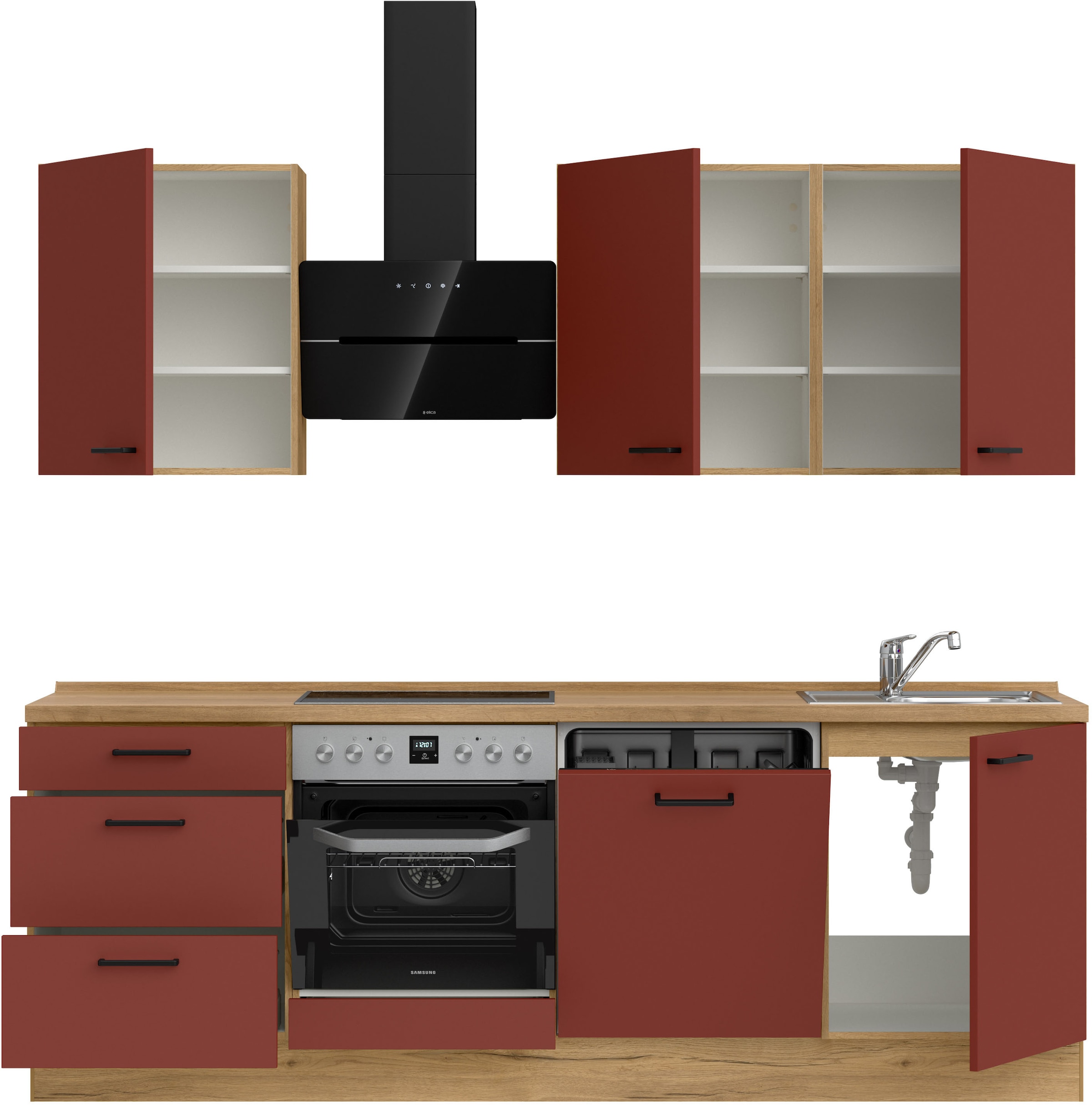 nobilia® Küchenzeile »"Easytouch II"«, vormontiert, Ausrichtung wählbar, Breite 240 cm, wahlw. mit E-Geräten