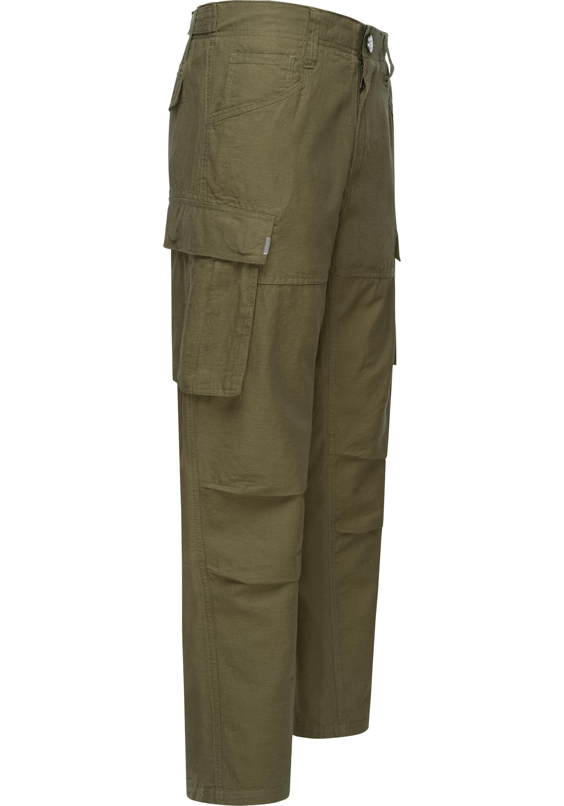 Leinenhose »Merly Long Linen«, (1 tlg.), Modische lange Cargo-Hose