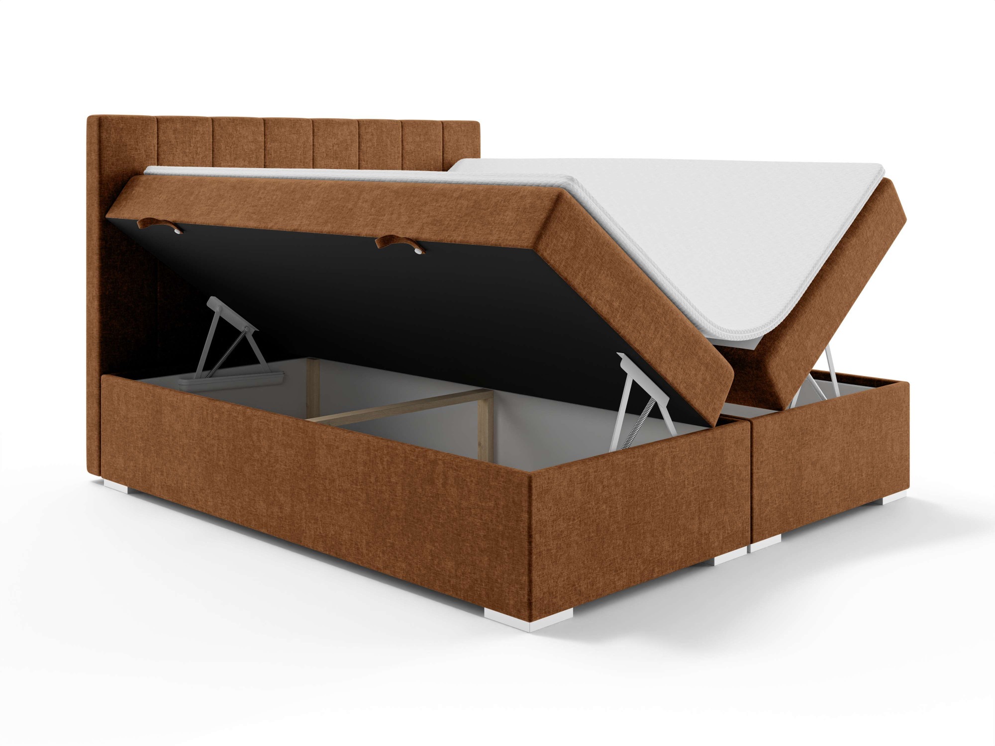 Places of Style Polsterbett »Ginoro mit Matratze und Topper, in 3 Breiten (140, 160 und 180 cm)«, Boxspringbett mit Kopfteil, Bettkasten, Matratze (BFK/TFK) und Topper