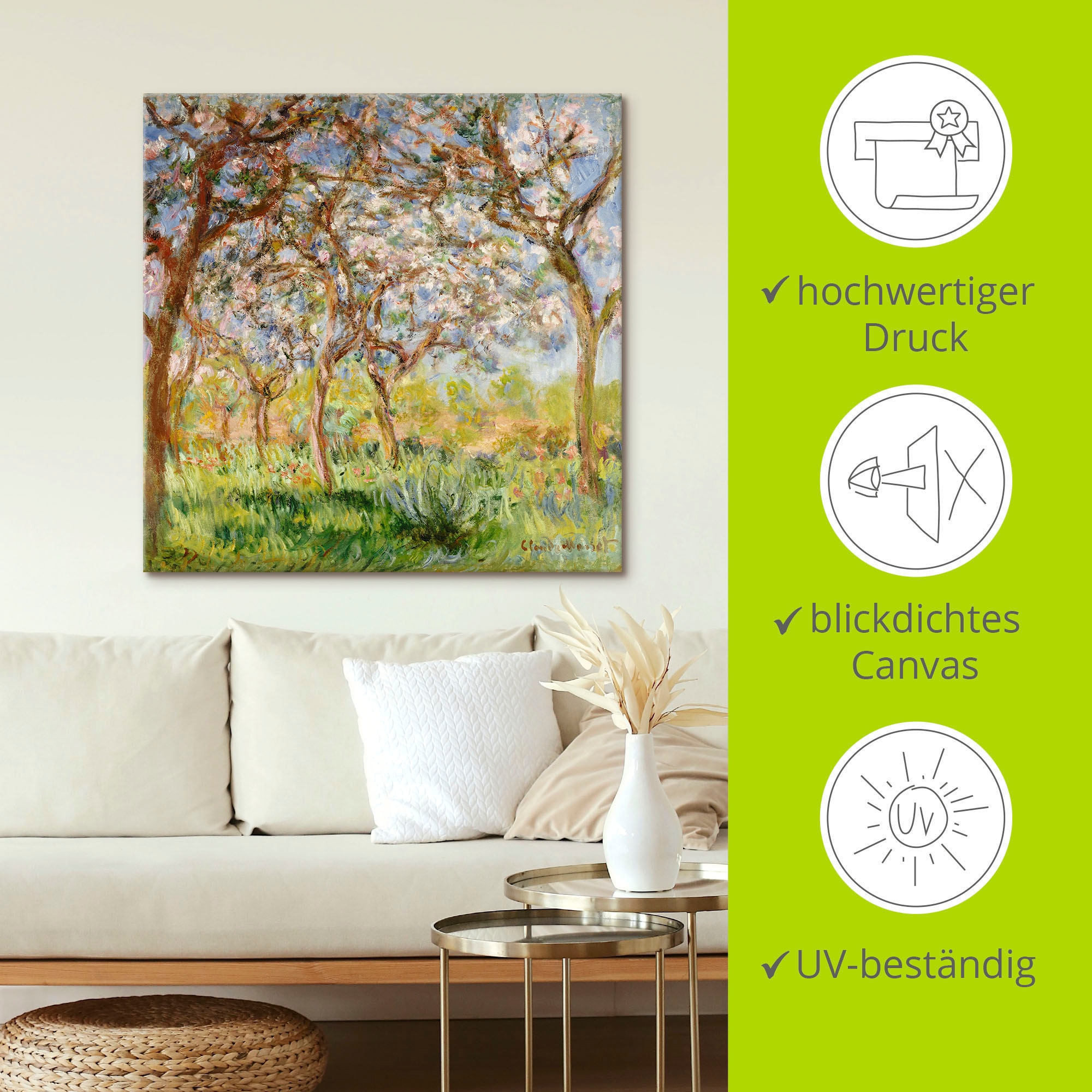 Artland Wandbild »Frühling in Giverny.«, Wiesen & Bäume, (1 St.), als Leinwandbild, Poster in verschied. Größen