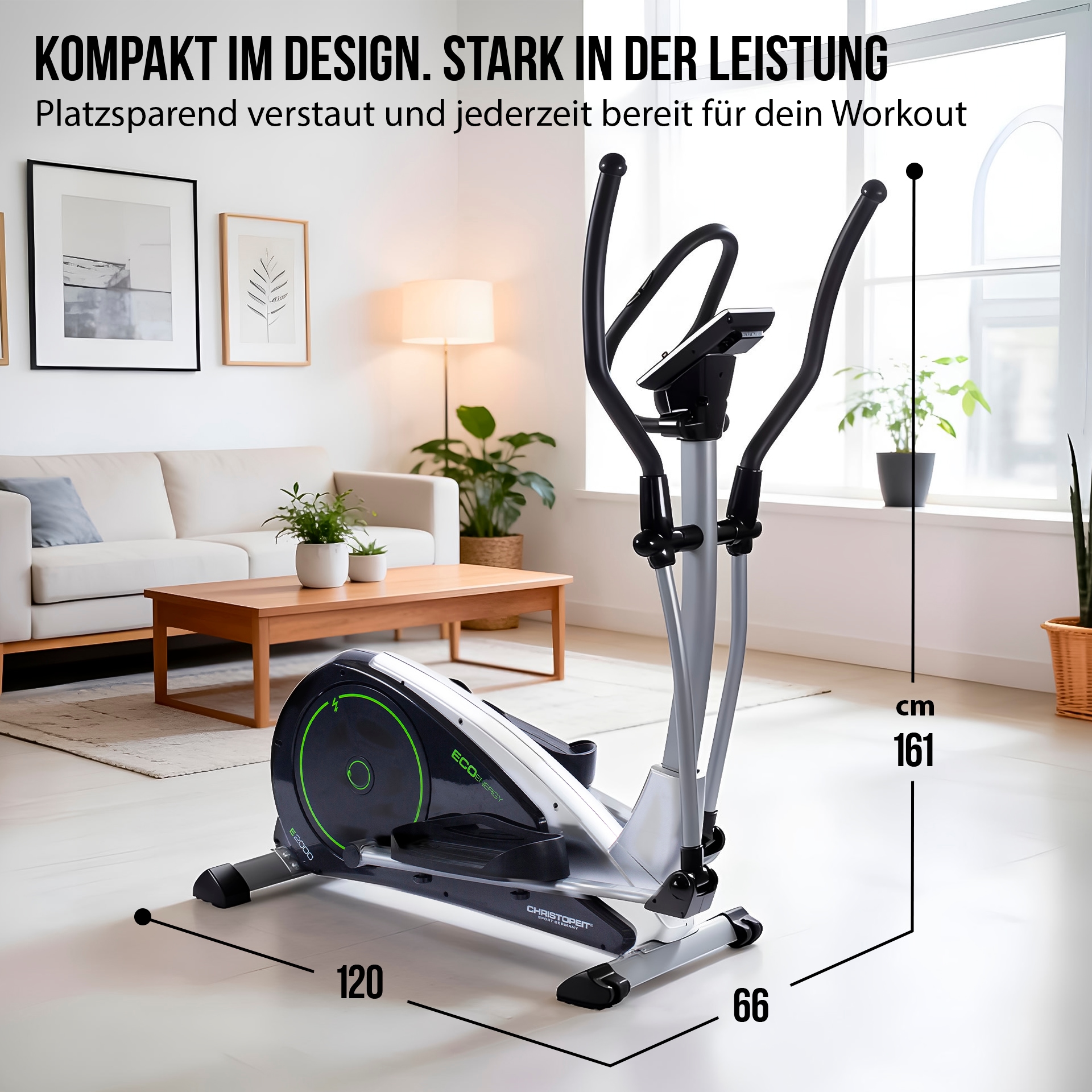 Christopeit Sport® Crosstrainer-Ergometer »Eco 2000"« 150 kg max. Benutzergewicht, 24 Widerstandsstufen