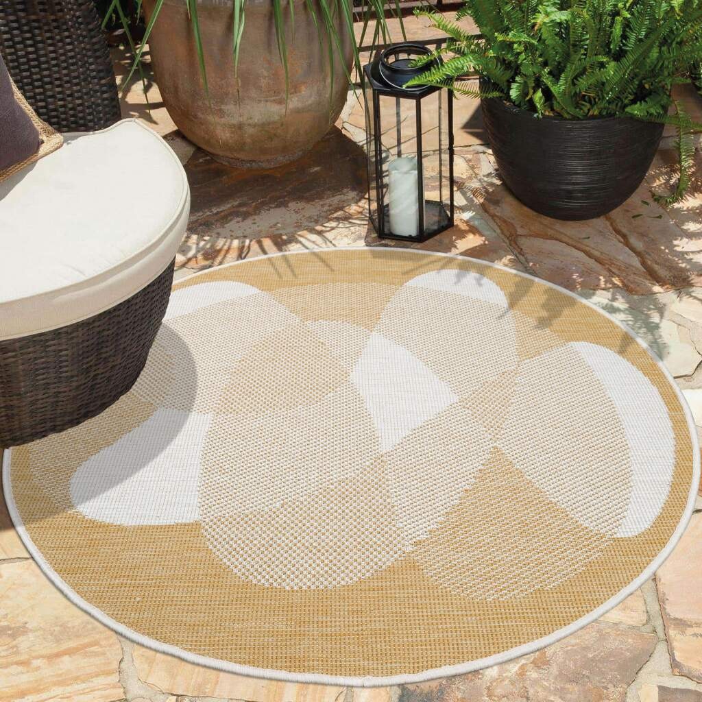 Carpet City Outdoorteppich »DUO RUG 5835«, rund, 5 mm Höhe, Wendeteppich Wetterfest In- & Outdoor, Balkon, Terrasse, Wohnzimmer