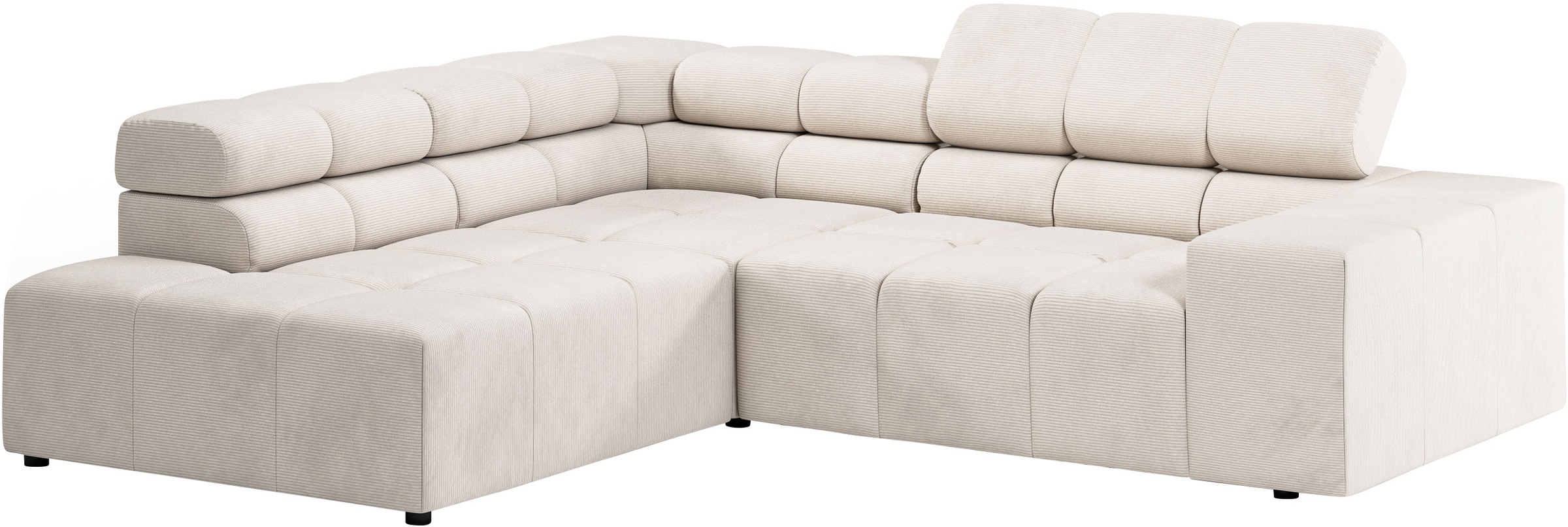 INOSIGN Ecksofa »Ancona, incl. Kopfteilverstellung + 3 Zierkissen, L-Form, bequem«, wahlweise motorische Sitztiefenverstellung, B/T(H: 249/215/70 cm