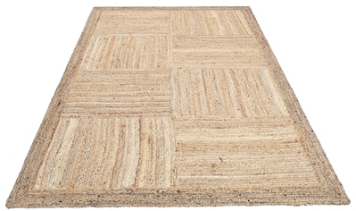 Teppich »Melati«, rechteckig, Naturprodukt aus 100% Jute, Karo mit Bordüre