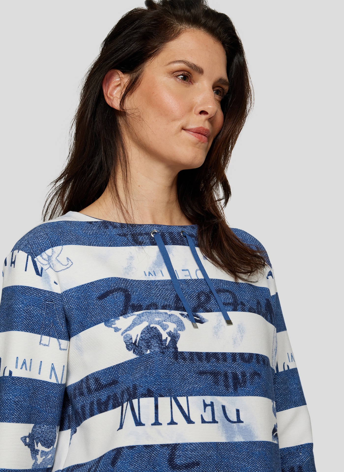 Rabe 3/4-Arm-Shirt, mit Streifenmuster und Print