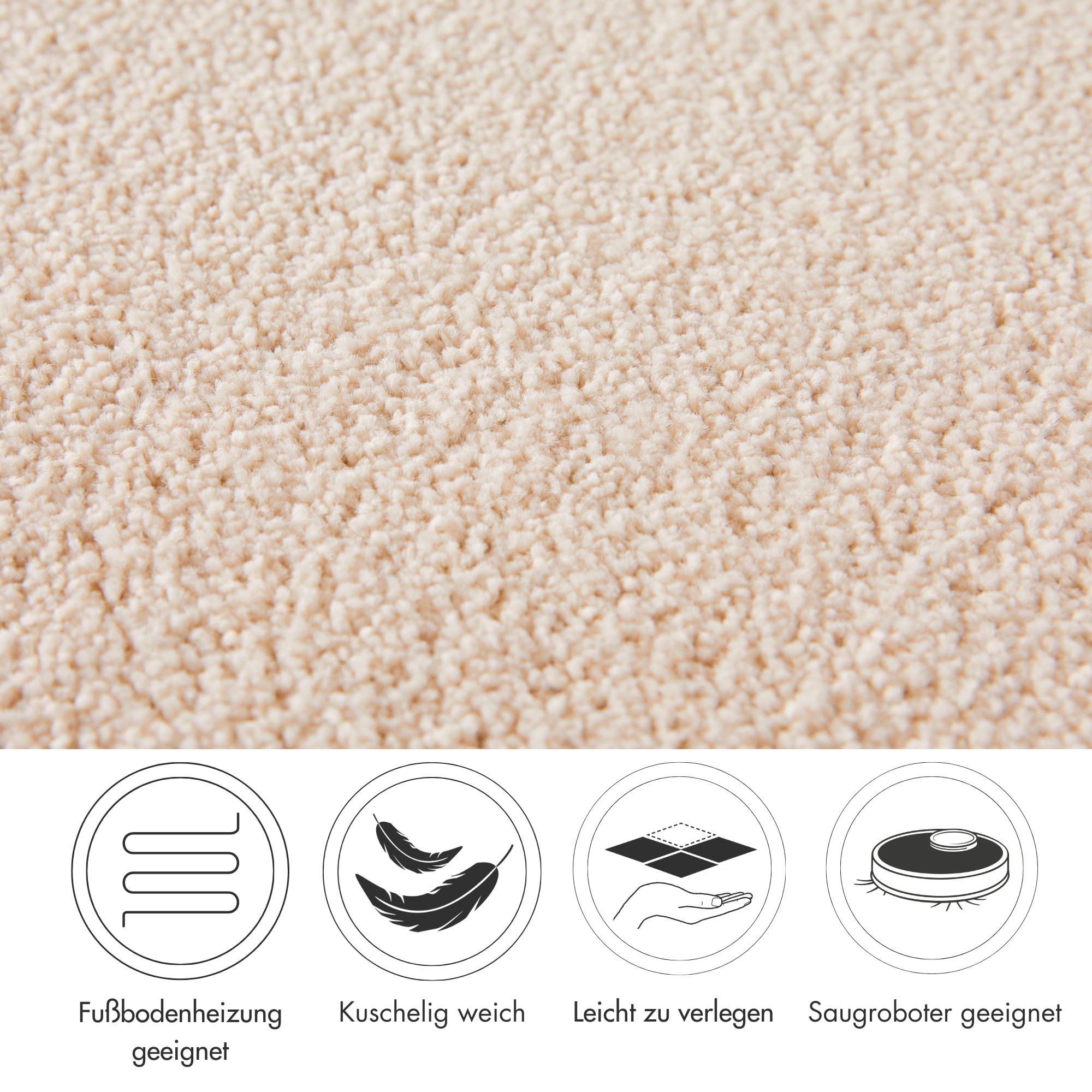 Andiamo Teppichboden »Frisee-Velours Sophie«, rechteckig, Uni Farben, Breite 400 cm oder 500 cm, strapazierfähig & pflegeleicht