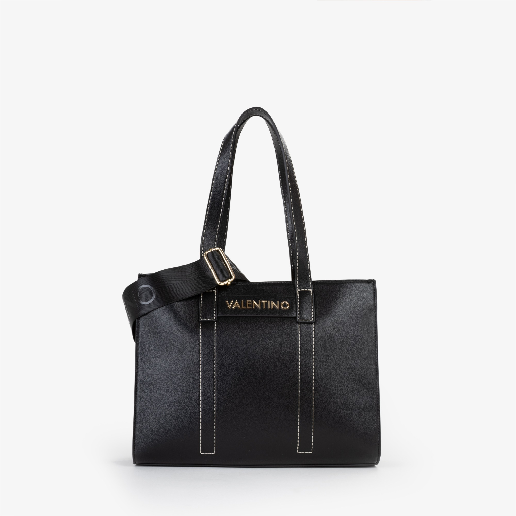 Shopper VALENTINO BAGS "AURY RE", Damen, Gr. B/H/T: 35cm x 26cm x 13cm, schwarz, Lederimitat, Taschen Shopper, Damen Umhängetasche, Tragetasche, Schultertasche mit Kontrastnähten 2