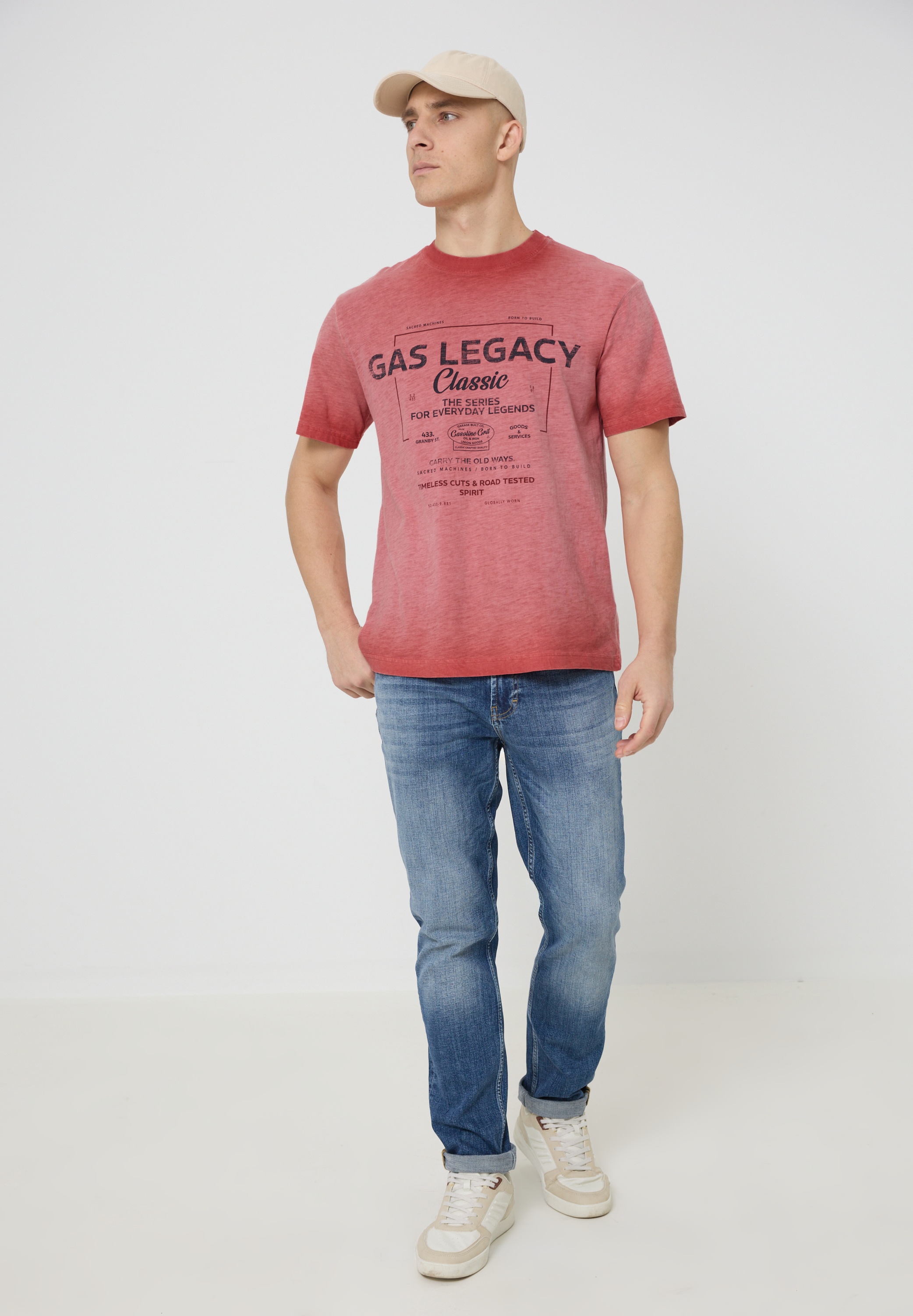 STREET ONE MEN Langarmshirt mit Wording