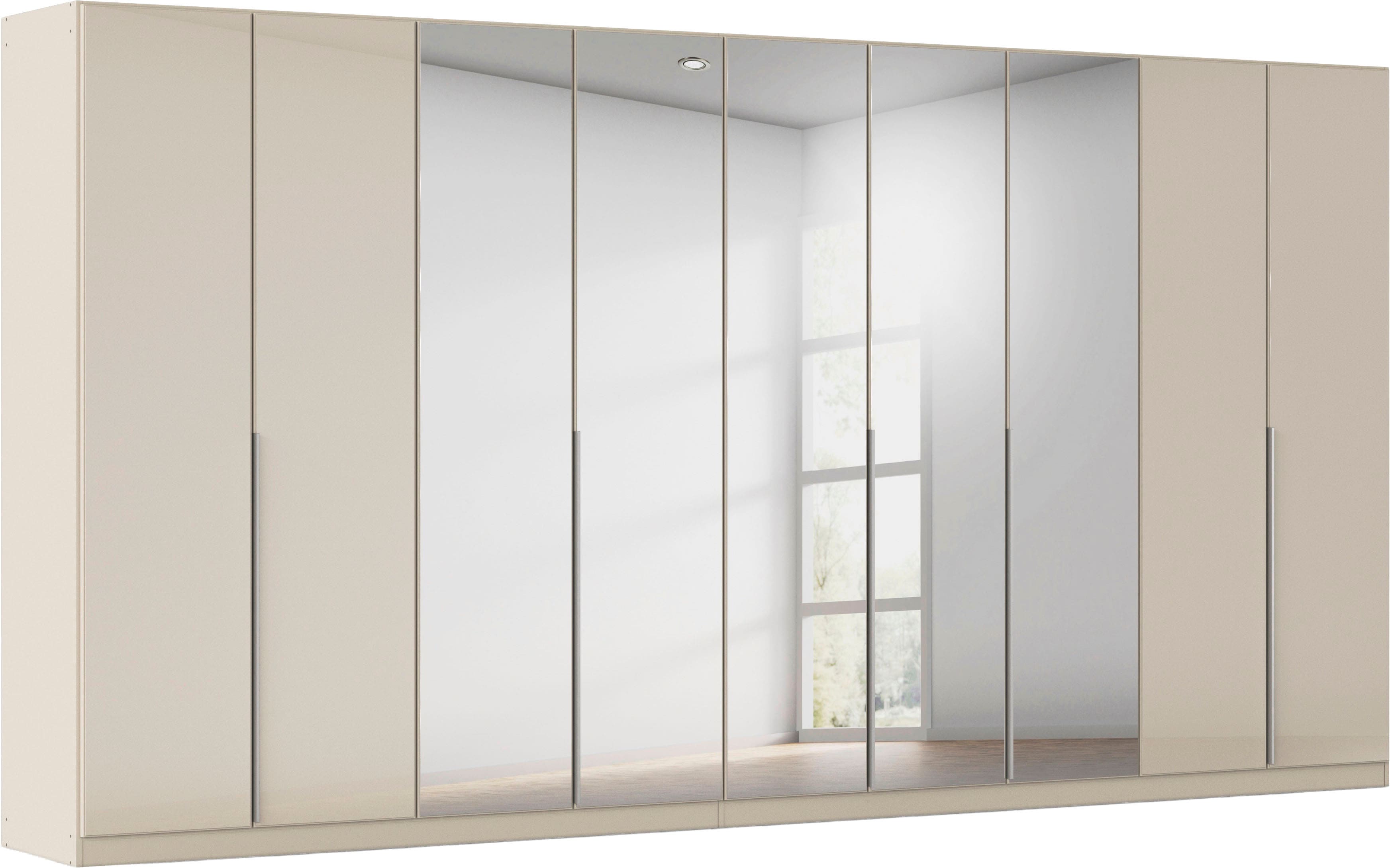 OTTO home Drehtürenschrank "Kleiderschrank Schrank Garderobe AGORDO mit Glasfront und Spiegel" in zwei Griff-Farben, Breiten 91-405 cm, durchdachte Innenausstattung, in 8 Breiten und 2 Höhen MADE IN GERMANY